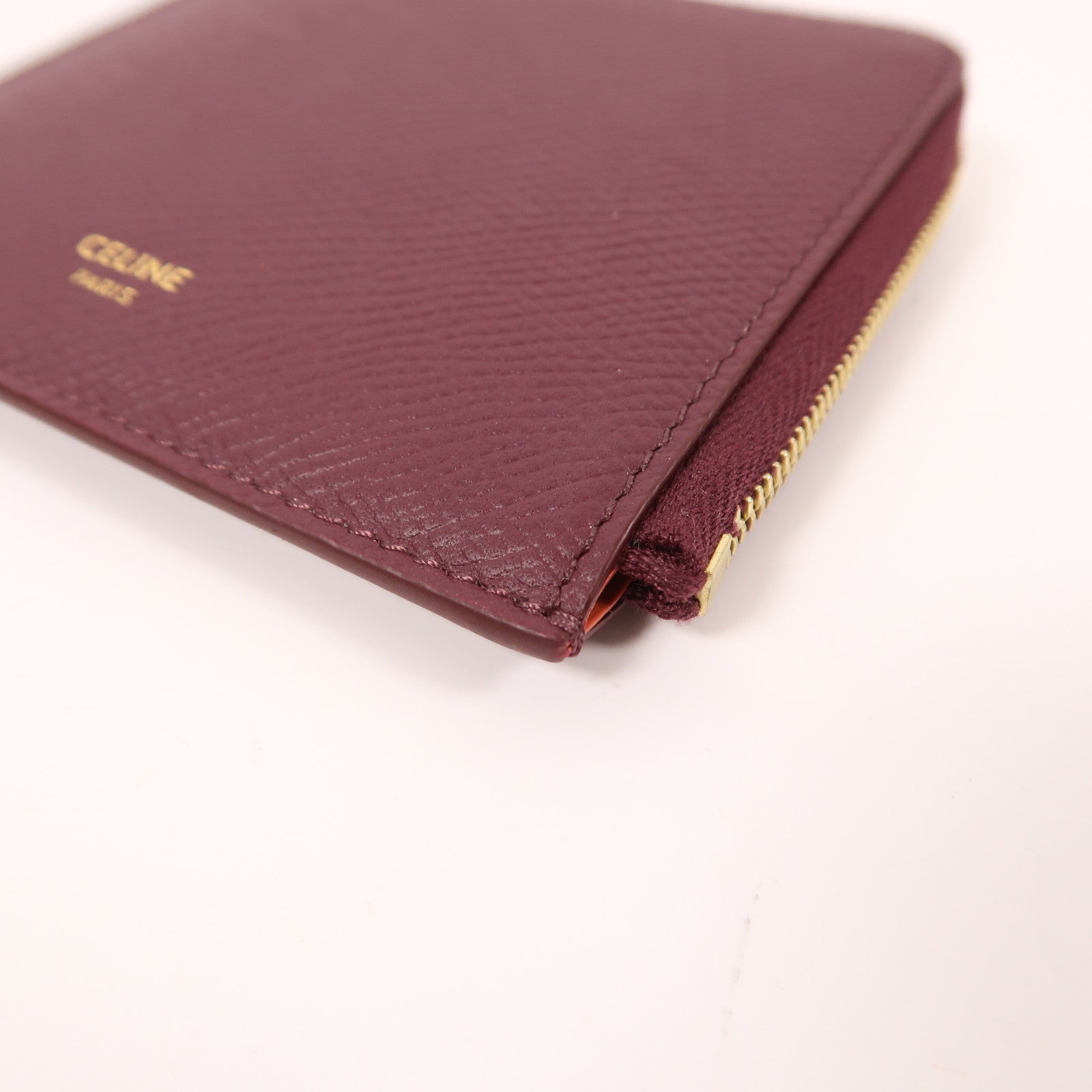 CELINE 牛皮皮革Zipped Purse Card Case金扣卡片套