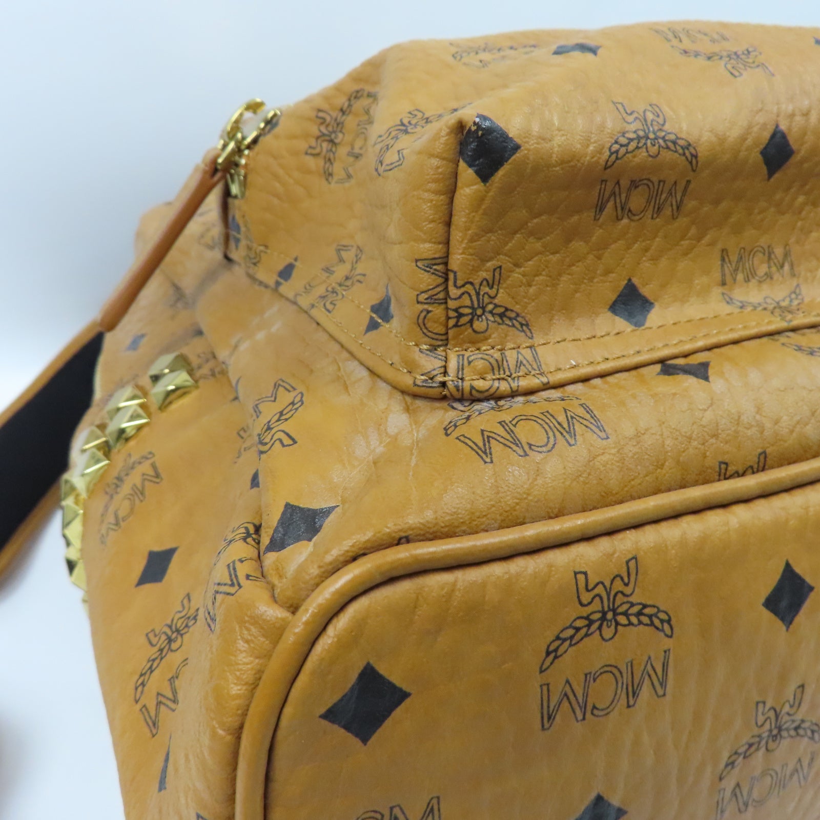 MCM 【激減優惠】塗層帆布Backpack金扣背包橙色