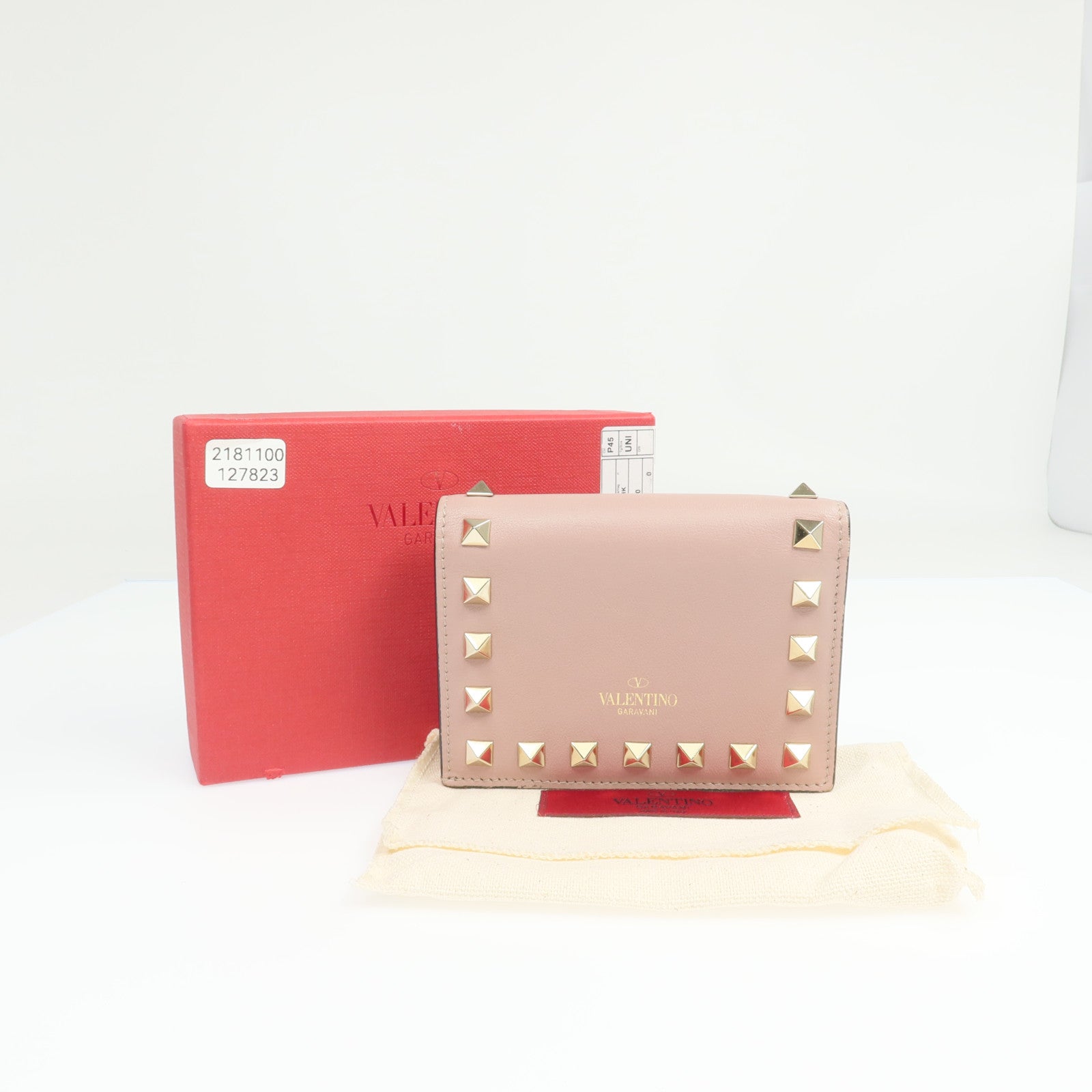Valentino 牛皮皮革Bifold Wallet金扣錢包