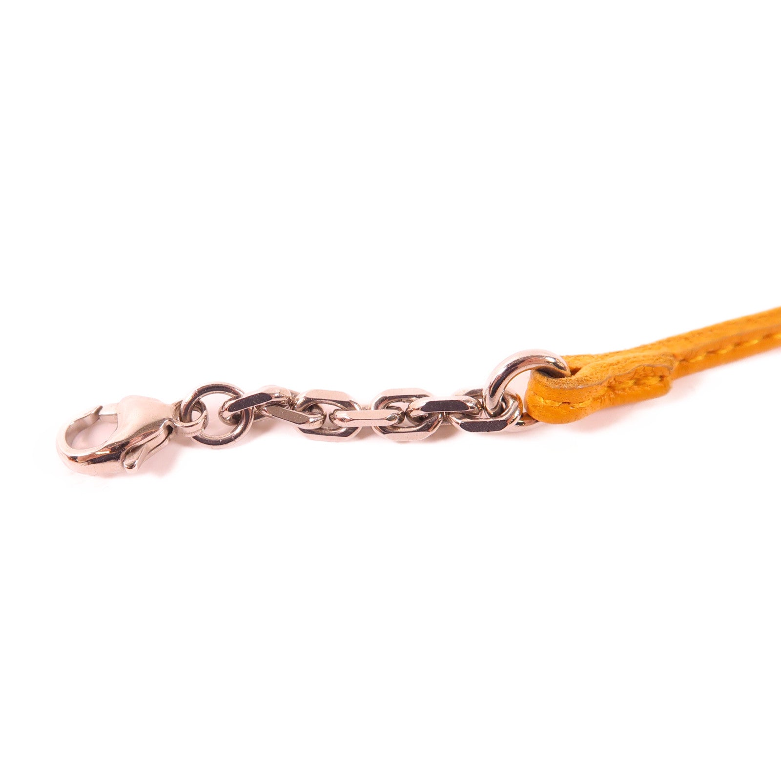 HERMES Swift皮革Carmencita Charm銀扣掛飾Orange