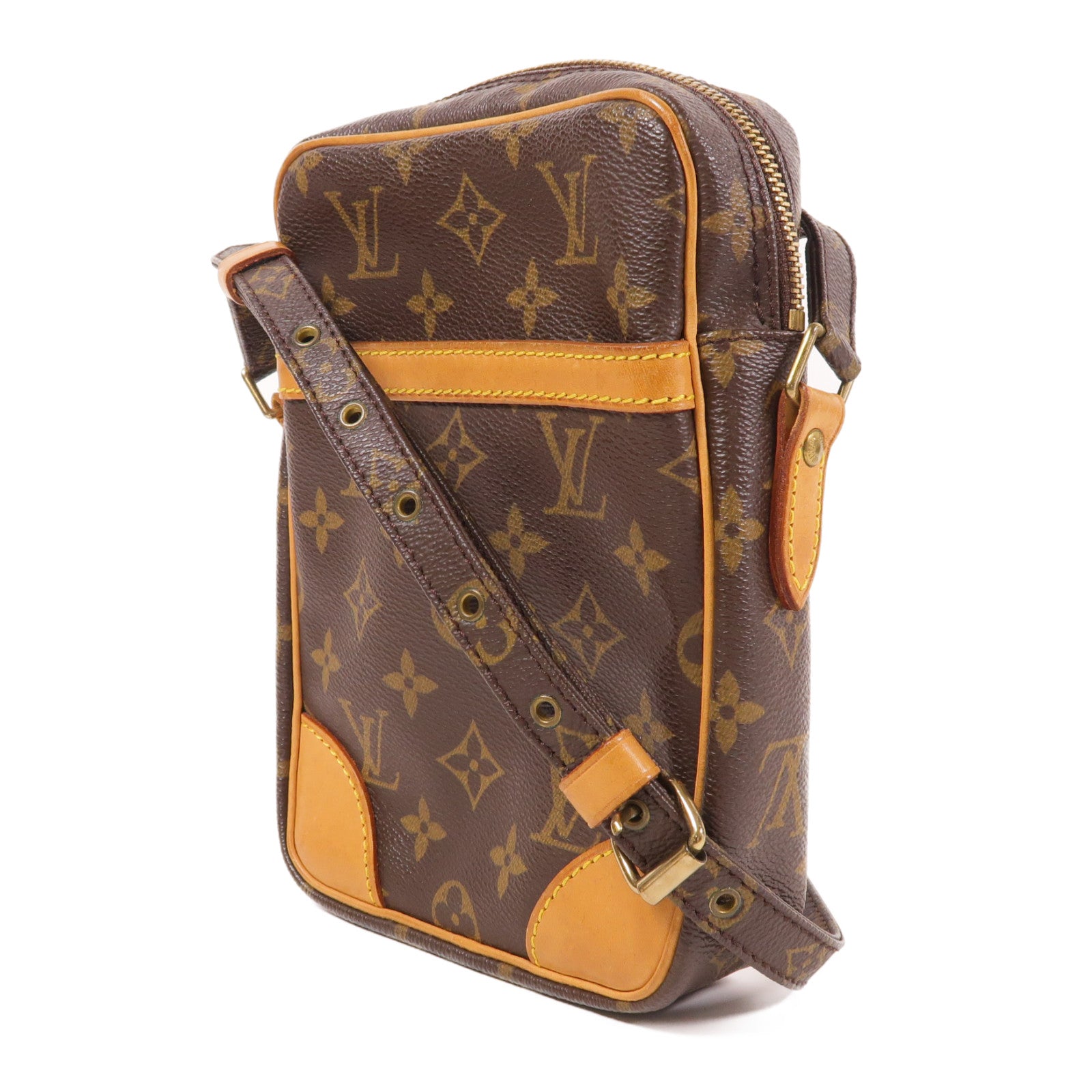 LOUIS VUITTON Monogram Danube金扣肩背袋棕色