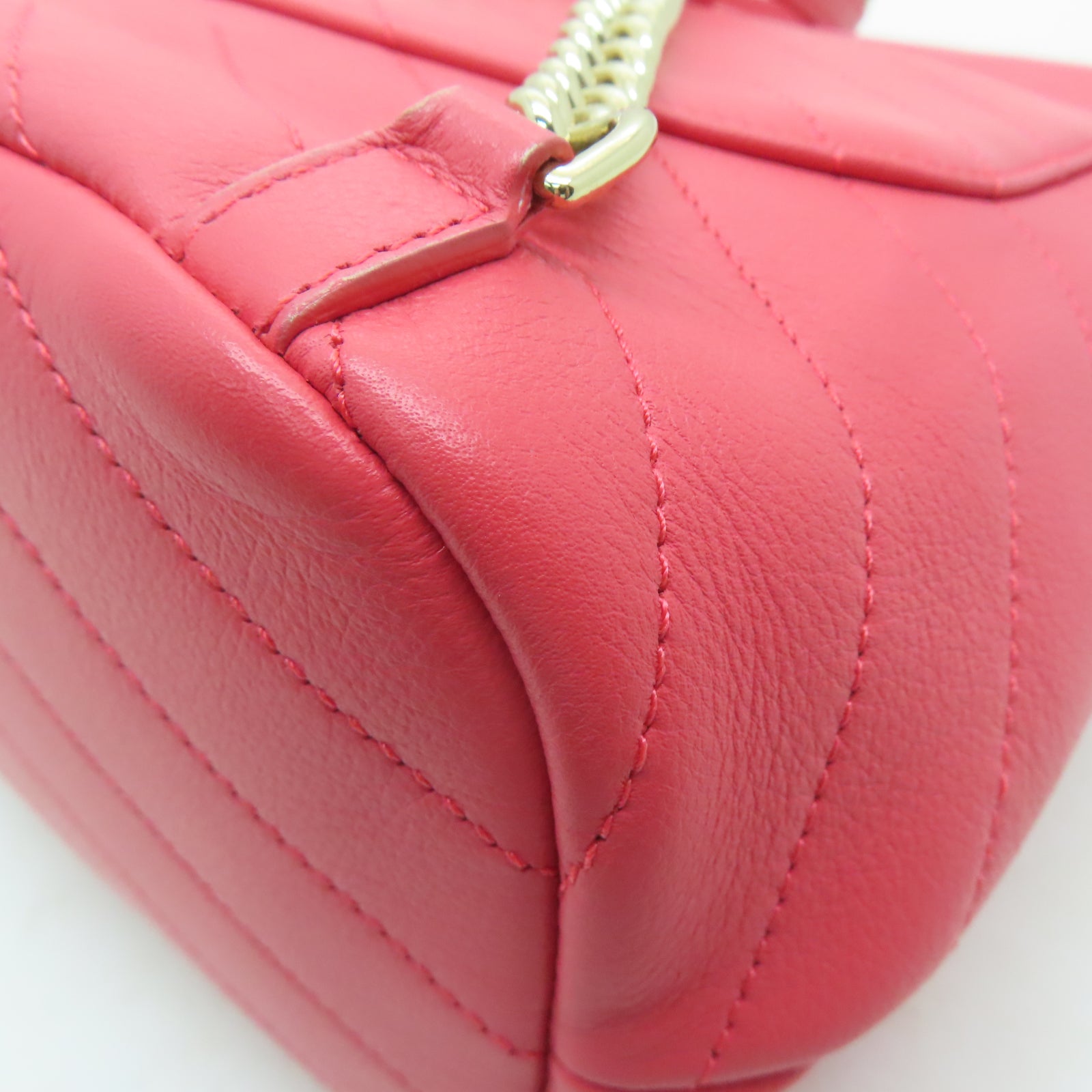 CHANEL 【激減優惠】斜紋牛皮皮革Backpack金扣背包粉紅色