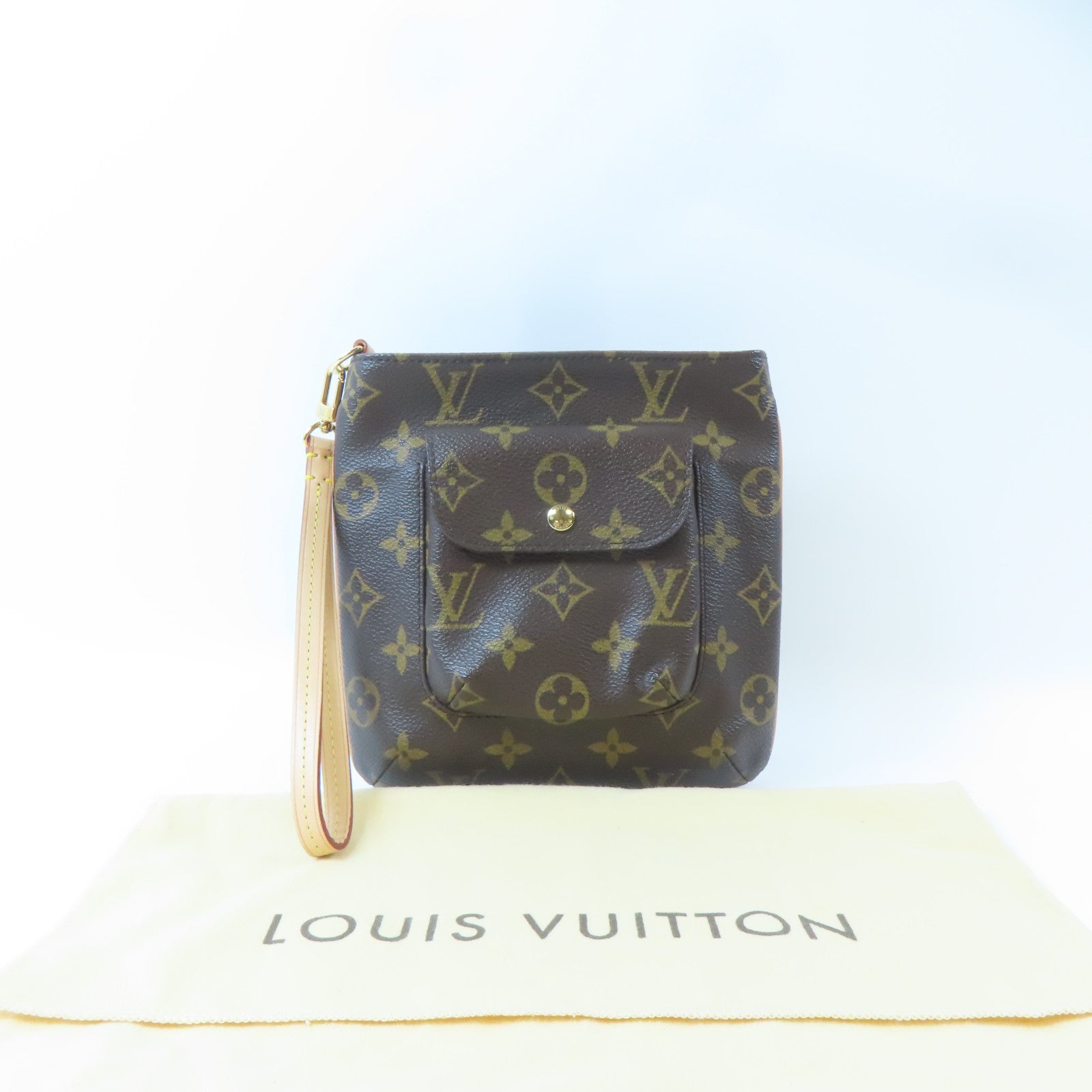 LOUIS VUITTON Monogram Partition金扣手拿包啡色