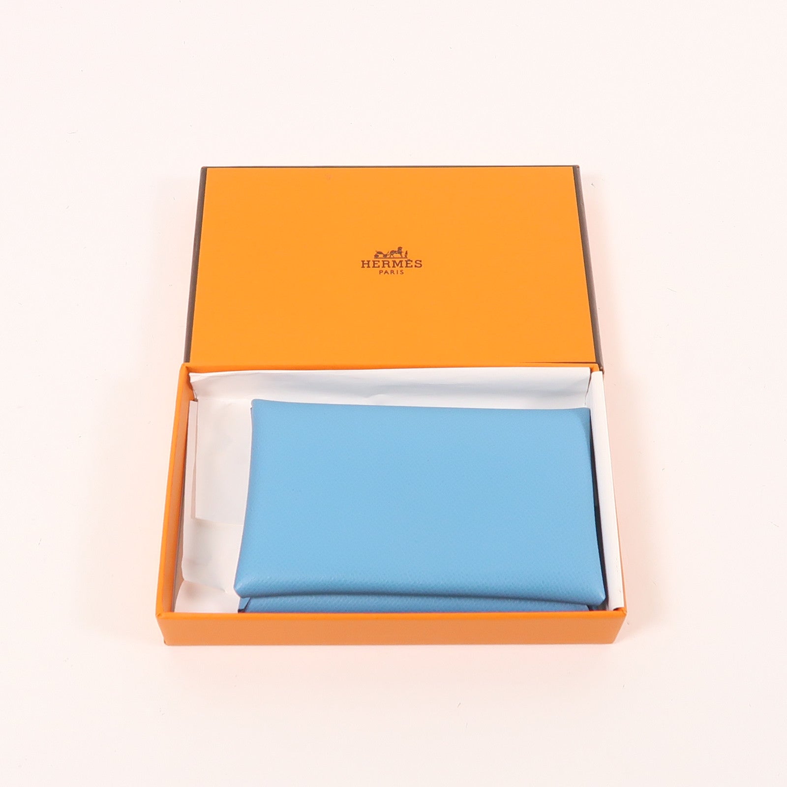 HERMES Epsom皮革Calvi Card Holder銀扣卡片套