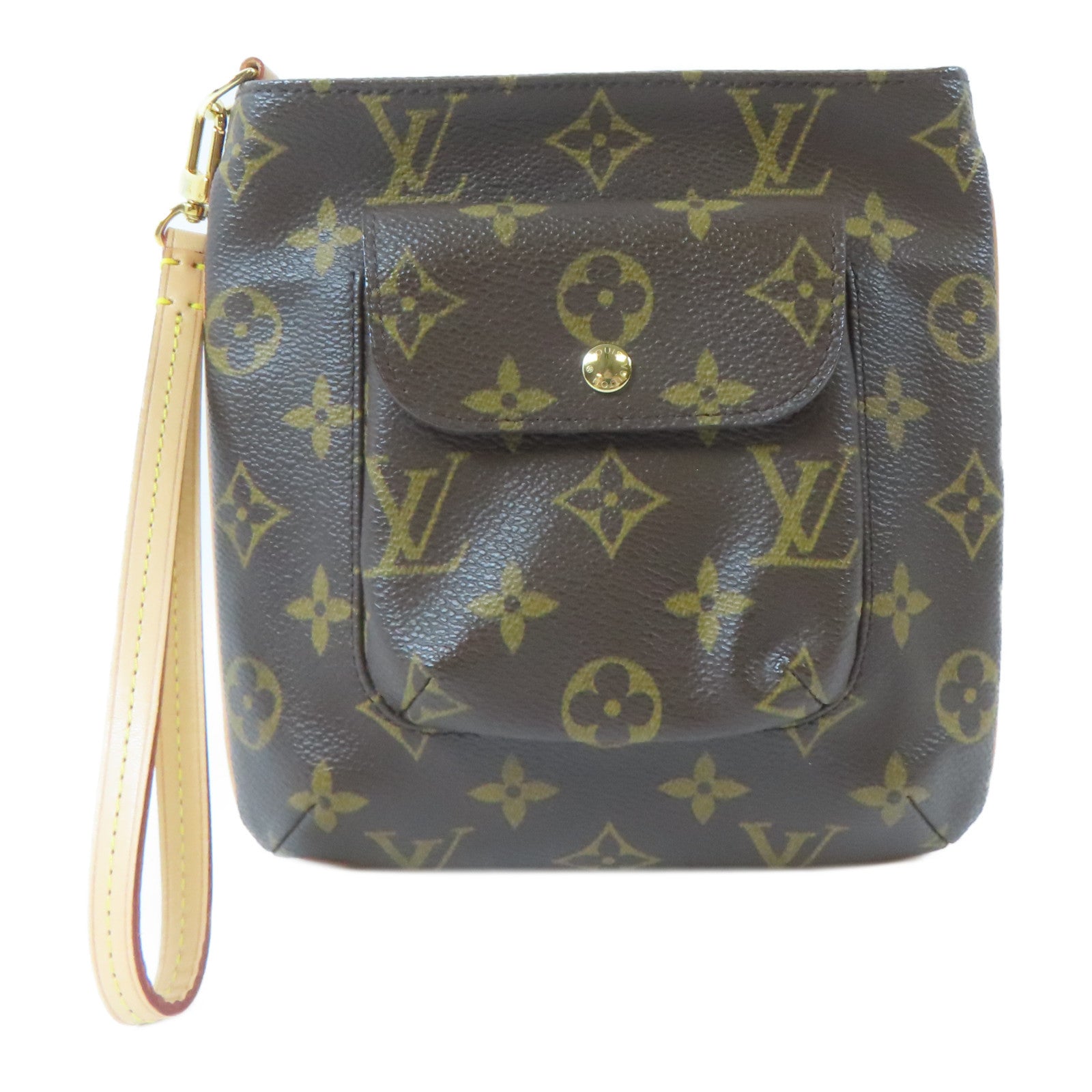 LOUIS VUITTON Monogram Partition金扣手拿包啡色
