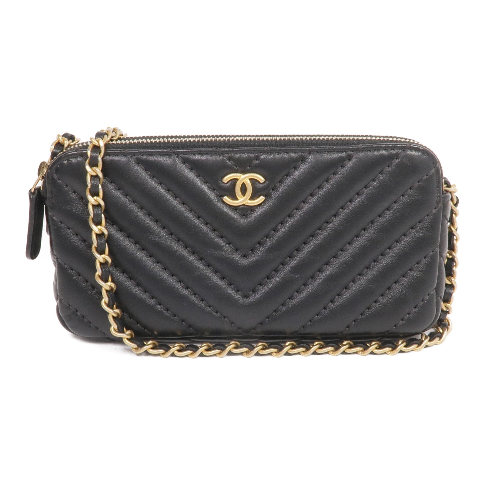 CHANEL 羊皮皮革WOC Wallet On Chain金扣鏈帶肩背袋