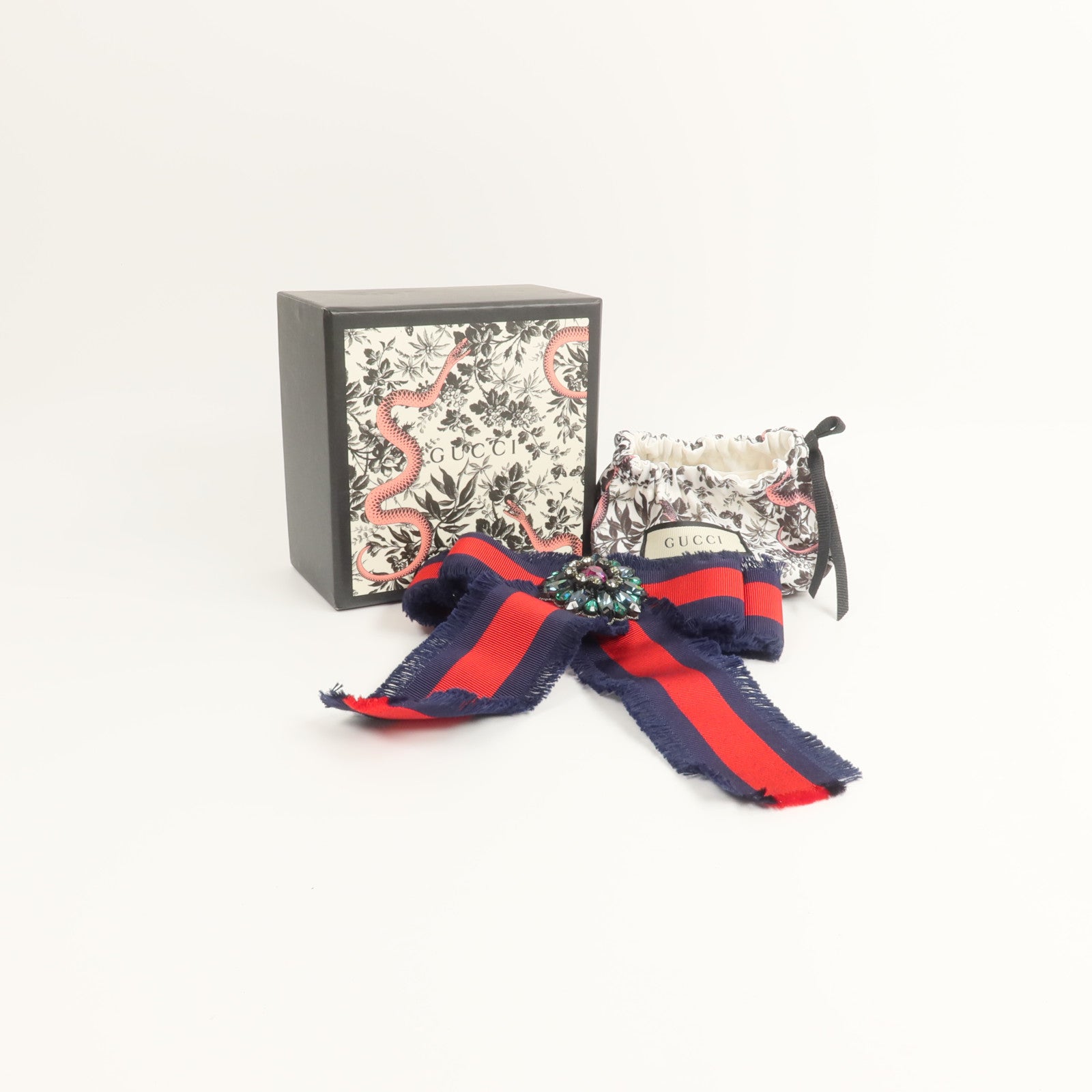 GUCCI PVC/金屬Grosgrain Crystal Bow Brooch胸針