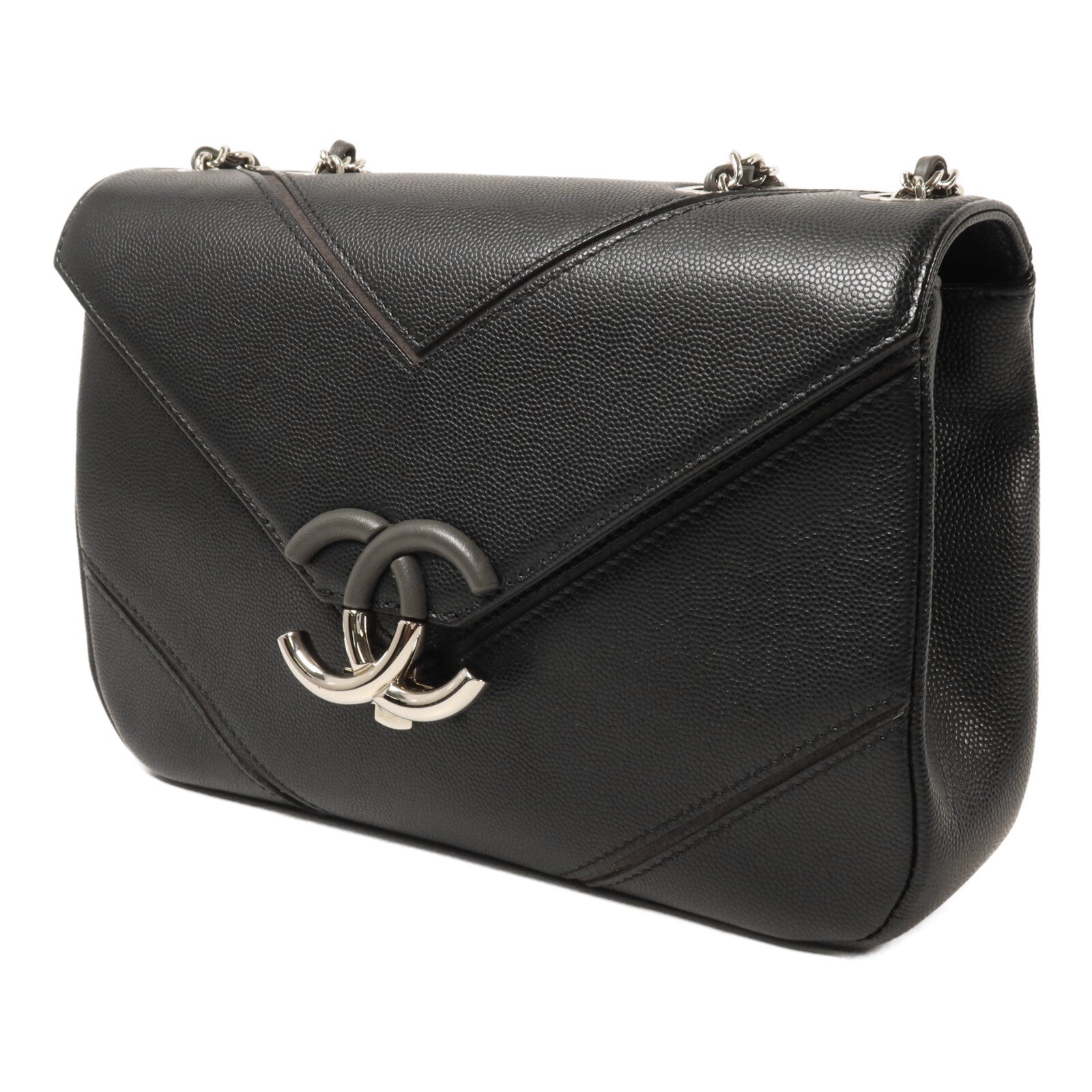 CHANEL 牛皮皮革Macro Chevron Envelope Flap Bag鏈帶肩背袋
