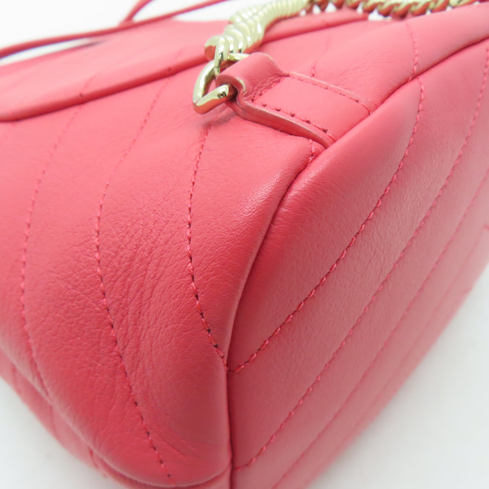 CHANEL 【激減優惠】斜紋牛皮皮革Backpack金扣背包粉紅色
