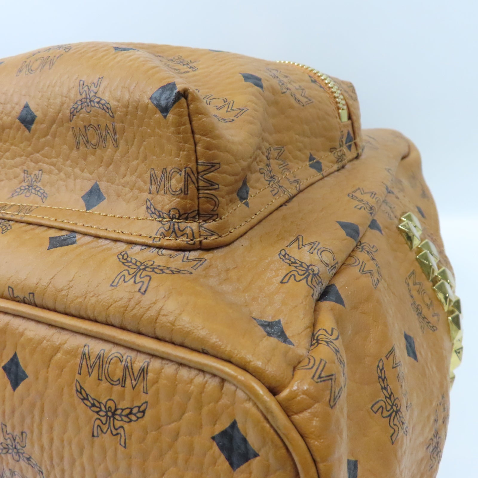 MCM 【激減優惠】塗層帆布Backpack金扣背包橙色