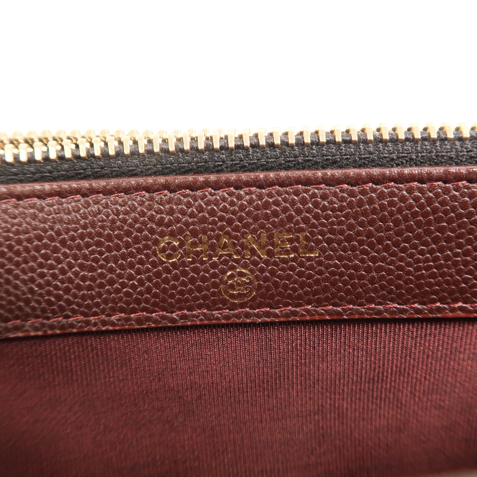 CHANEL 牛皮皮革Double Zip Clutch金扣鏈帶肩背袋