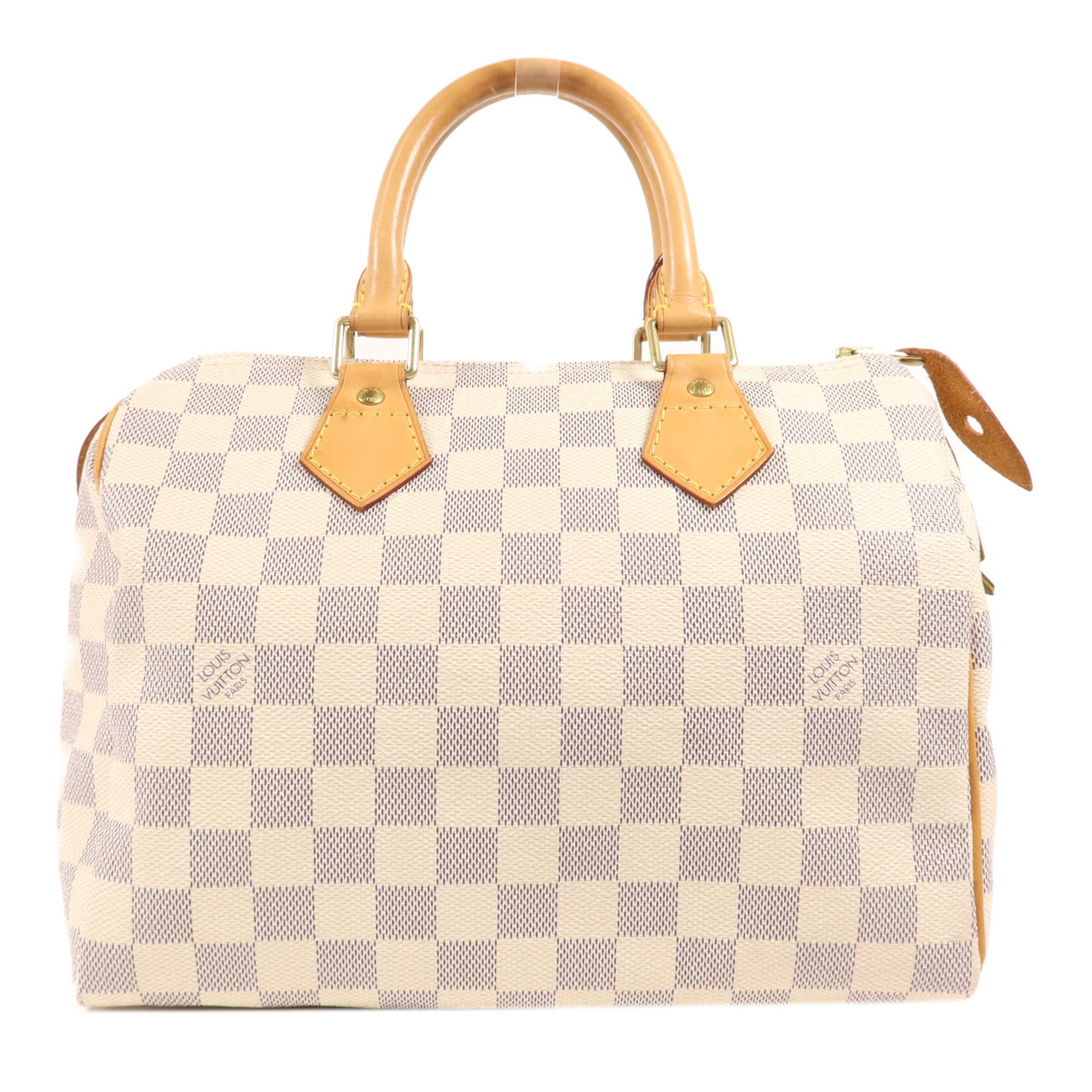 LOUIS VUITTON Damier Azur Speedy 25金扣手挽袋