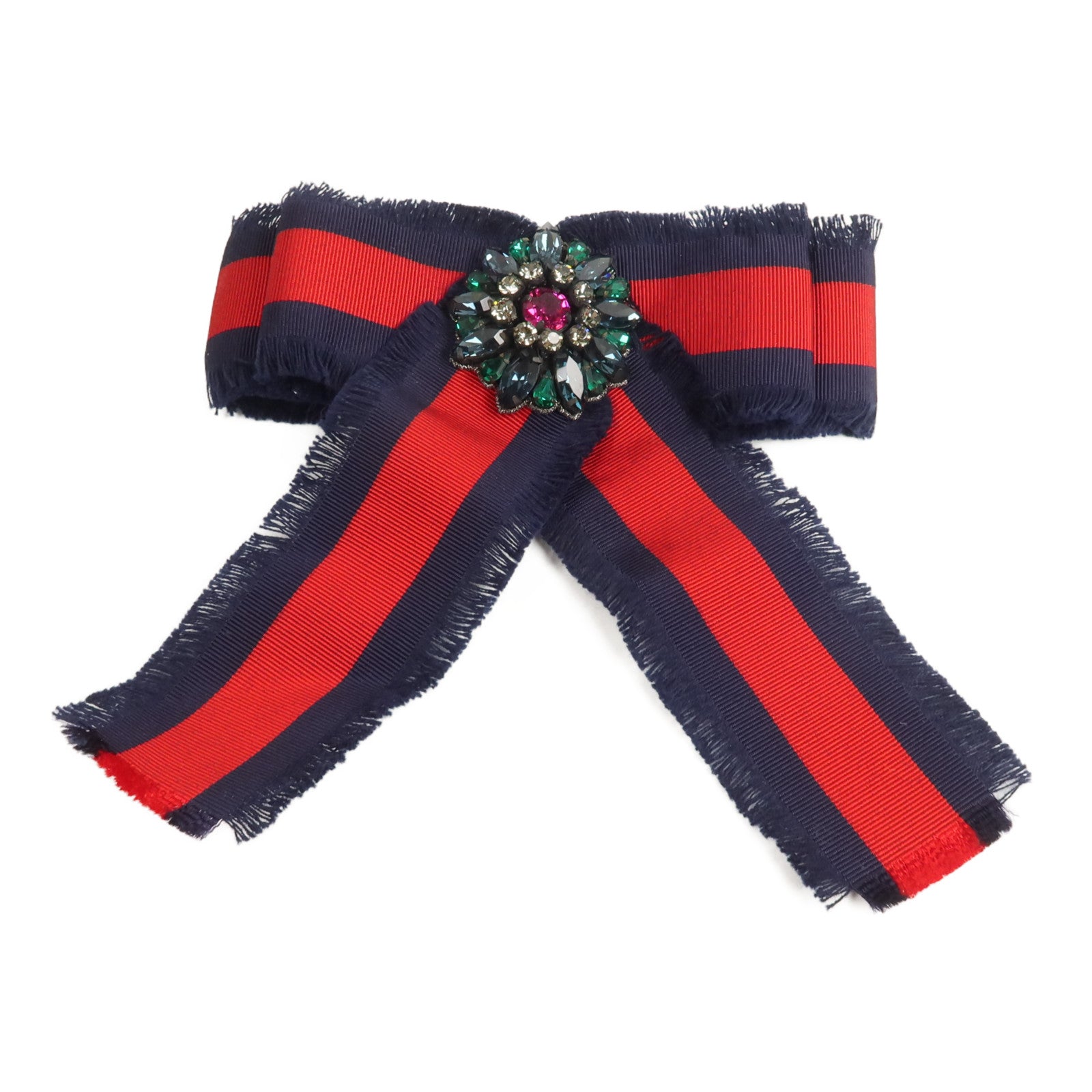GUCCI PVC/金屬Grosgrain Crystal Bow Brooch胸針