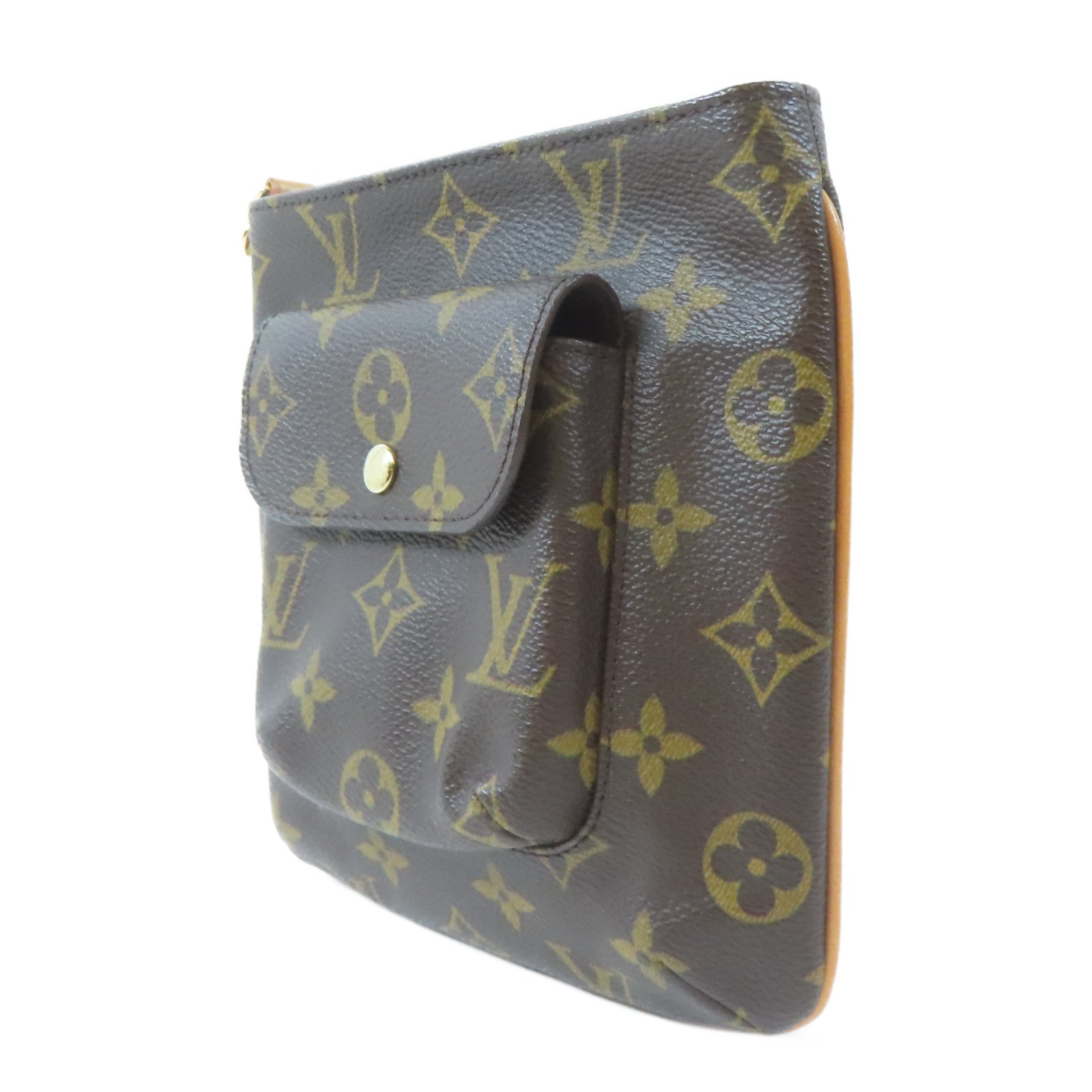 LOUIS VUITTON Monogram Partition金扣手拿包啡色