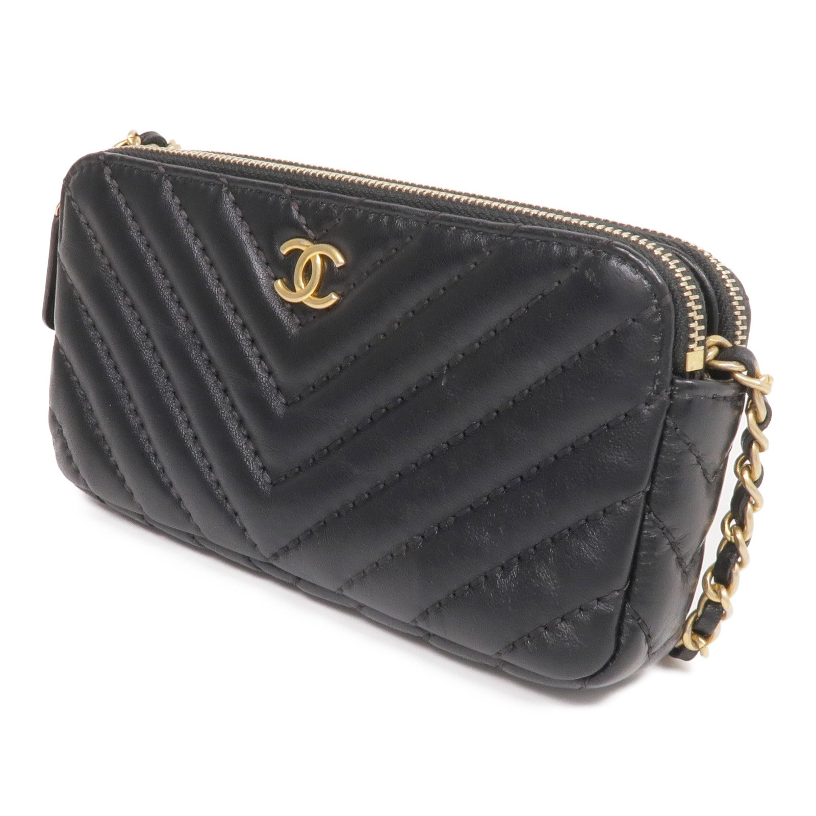 CHANEL 羊皮皮革WOC Wallet On Chain金扣鏈帶肩背袋