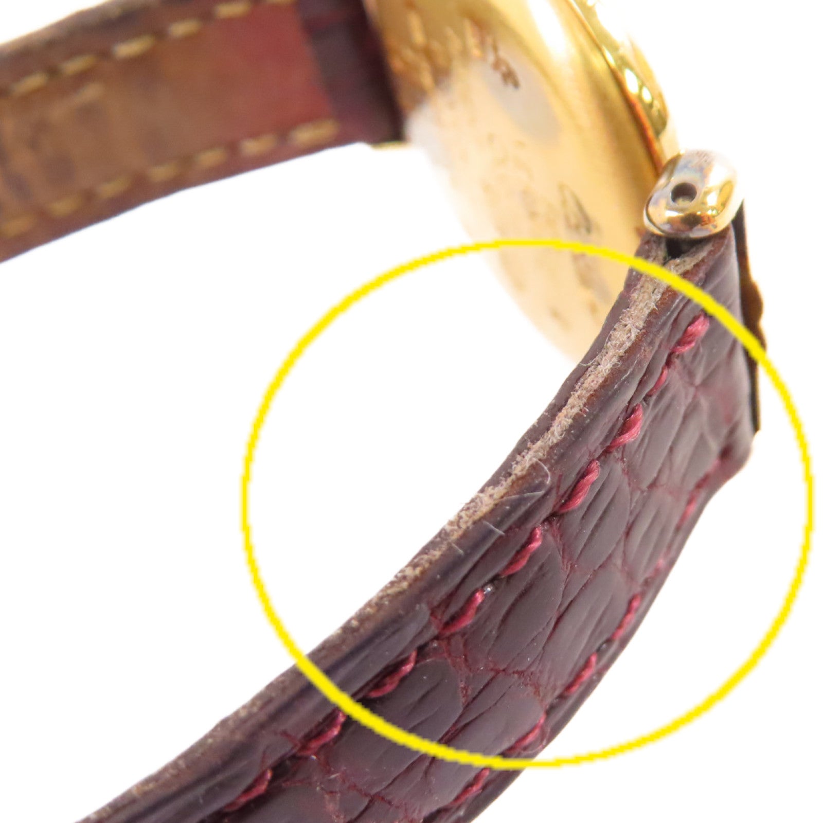 CARTIER Must Watch鍍金/皮帶石英機芯手錶白色