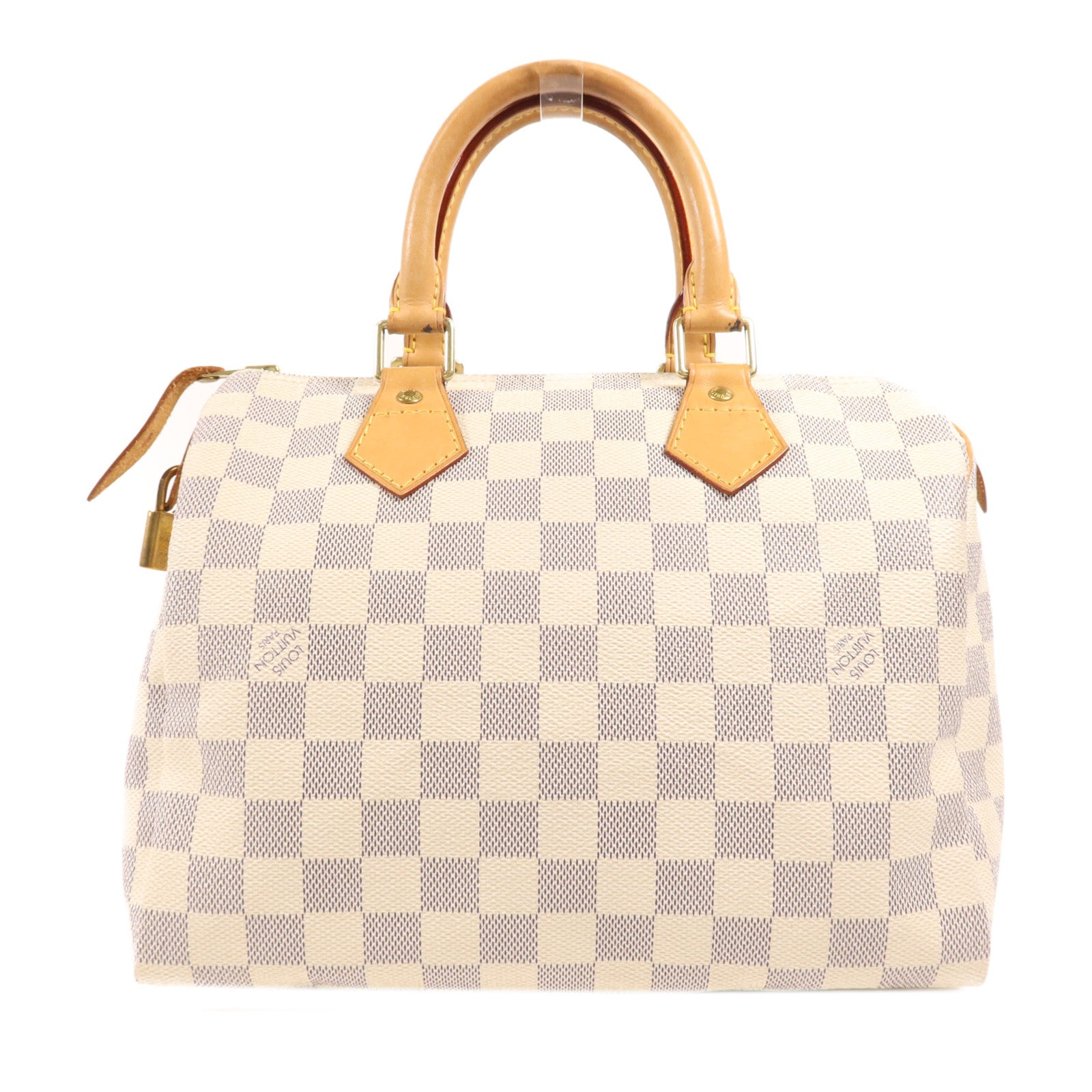 LOUIS VUITTON Damier Azur Speedy 25金扣手挽袋