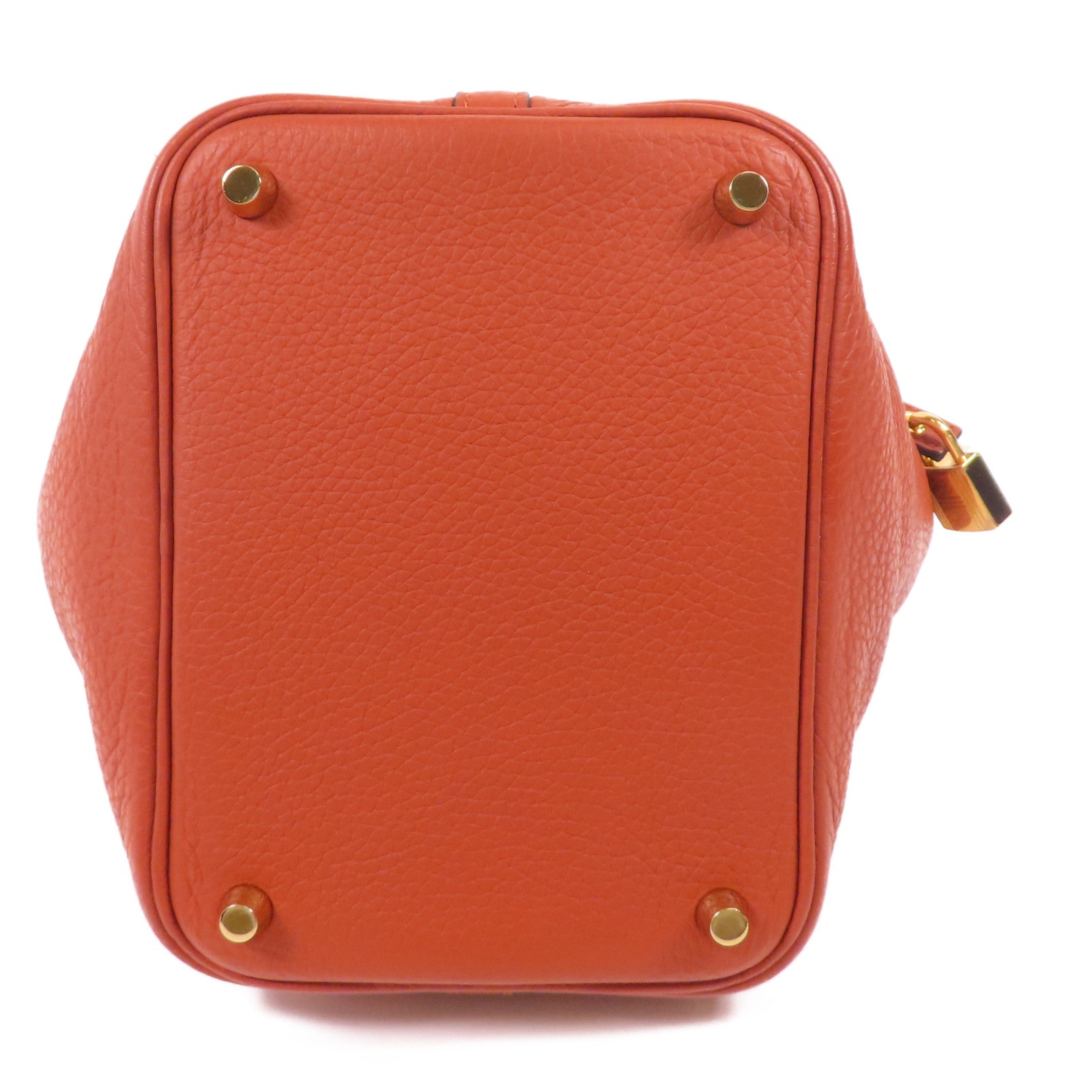 HERMES Clemence皮革Picotin PM金扣手挽袋Cuirre