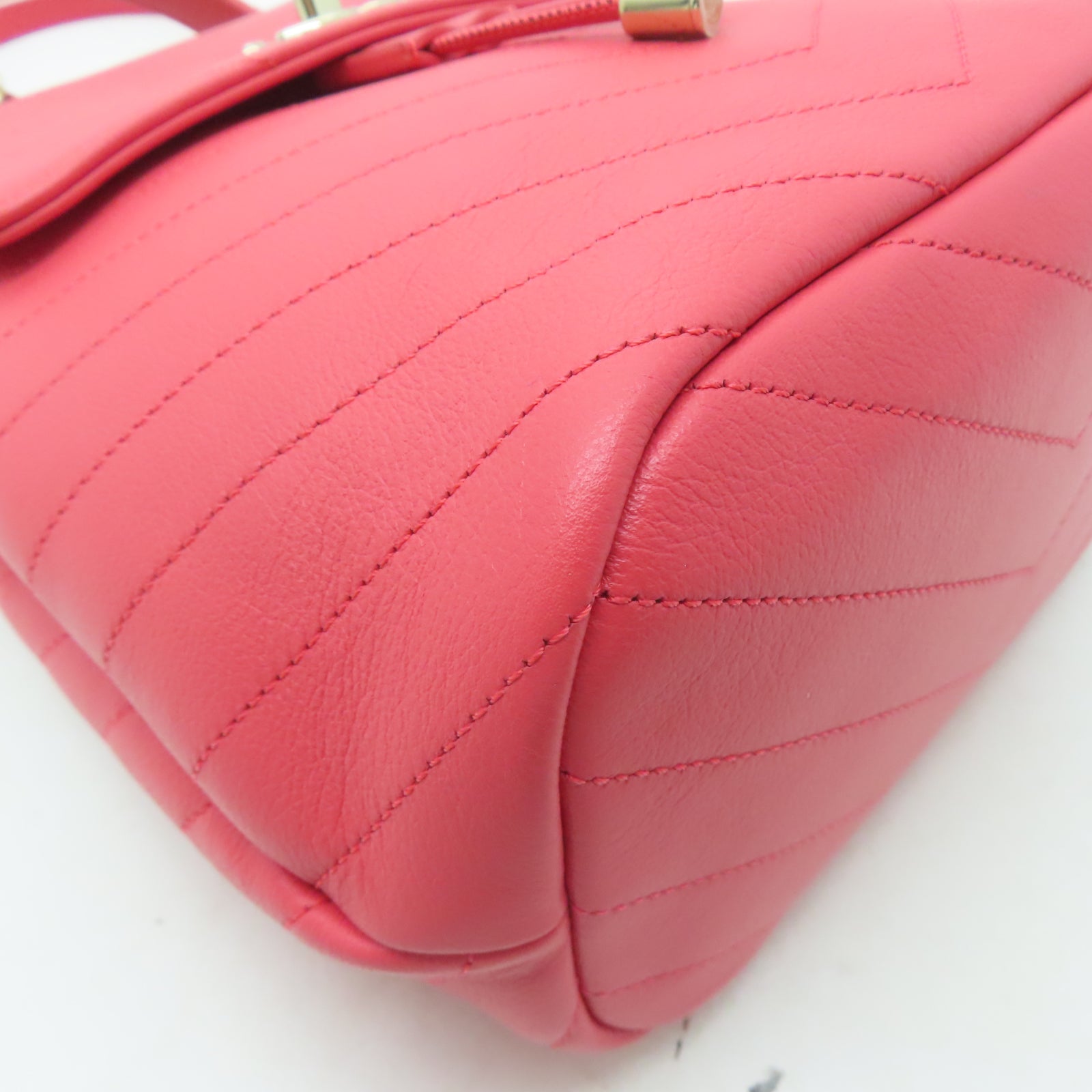 CHANEL 【激減優惠】斜紋牛皮皮革Backpack金扣背包粉紅色