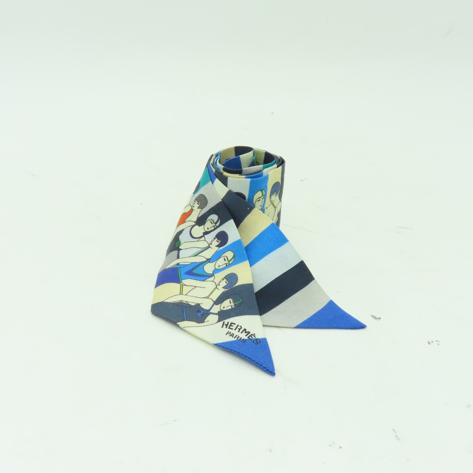HERMES 【激減優惠】絲質Twilly絲巾藍色/彩色