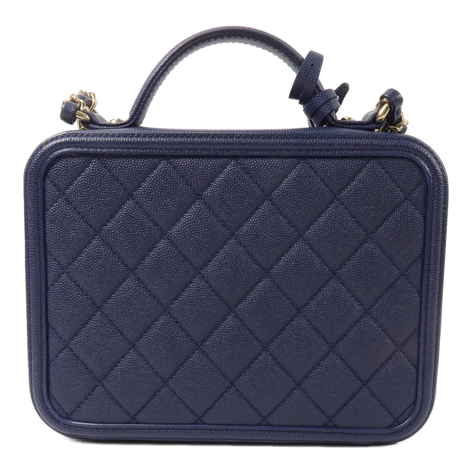 CHANEL 牛皮皮革Vanity Case鏈帶手挽肩背兩用袋