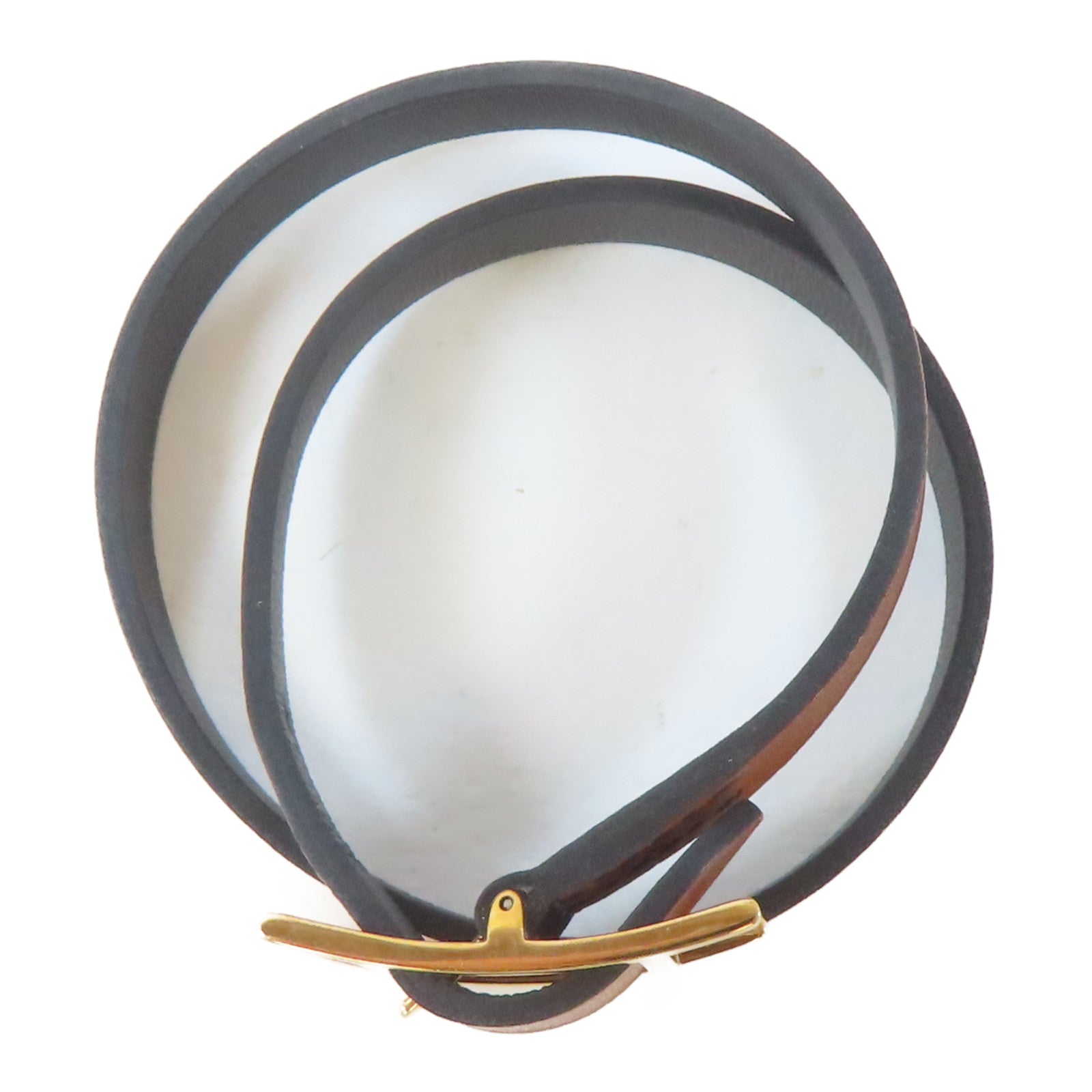 HERMES 牛皮皮革Behapi Double Tour Bracelet金扣手鐲啡色