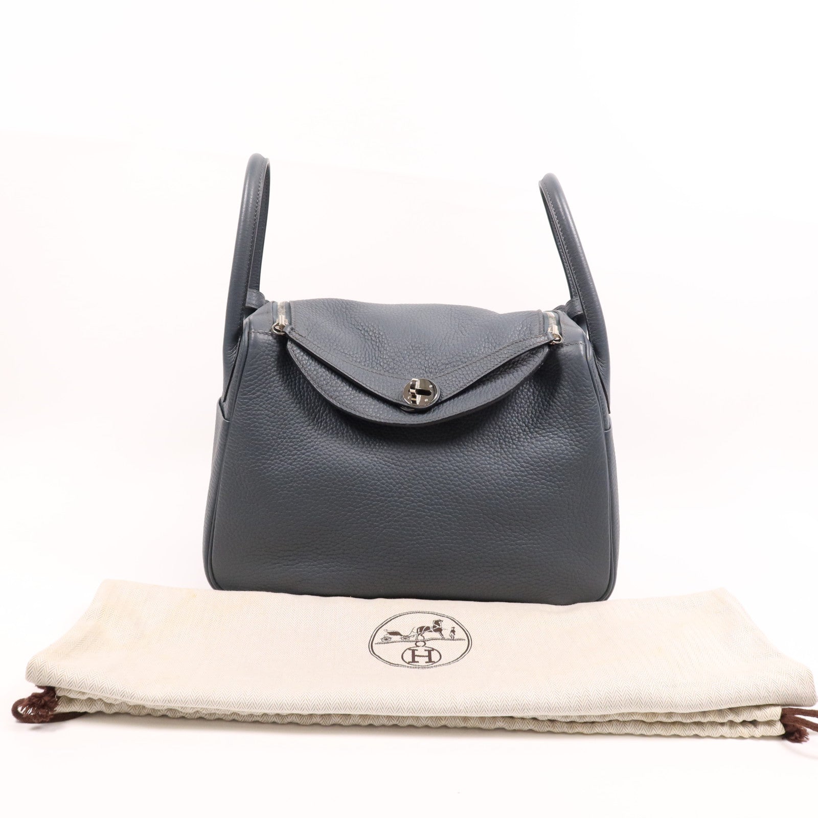 HERMES Clemence皮革Lindy 30銀扣手挽肩背兩用袋