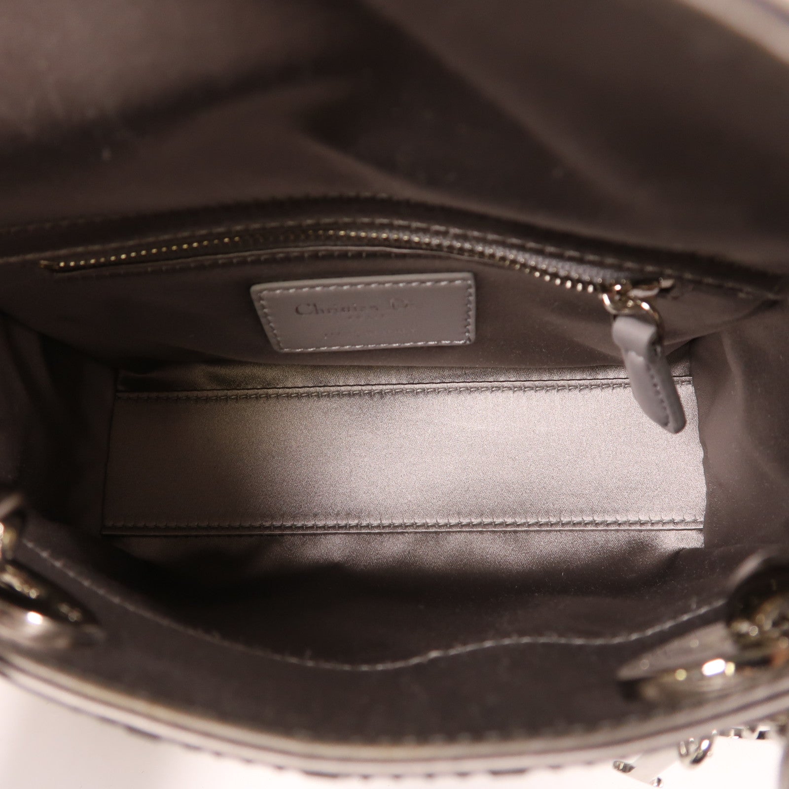 Dior 絲質Mini Lady Dior銀扣手挽肩背兩用袋