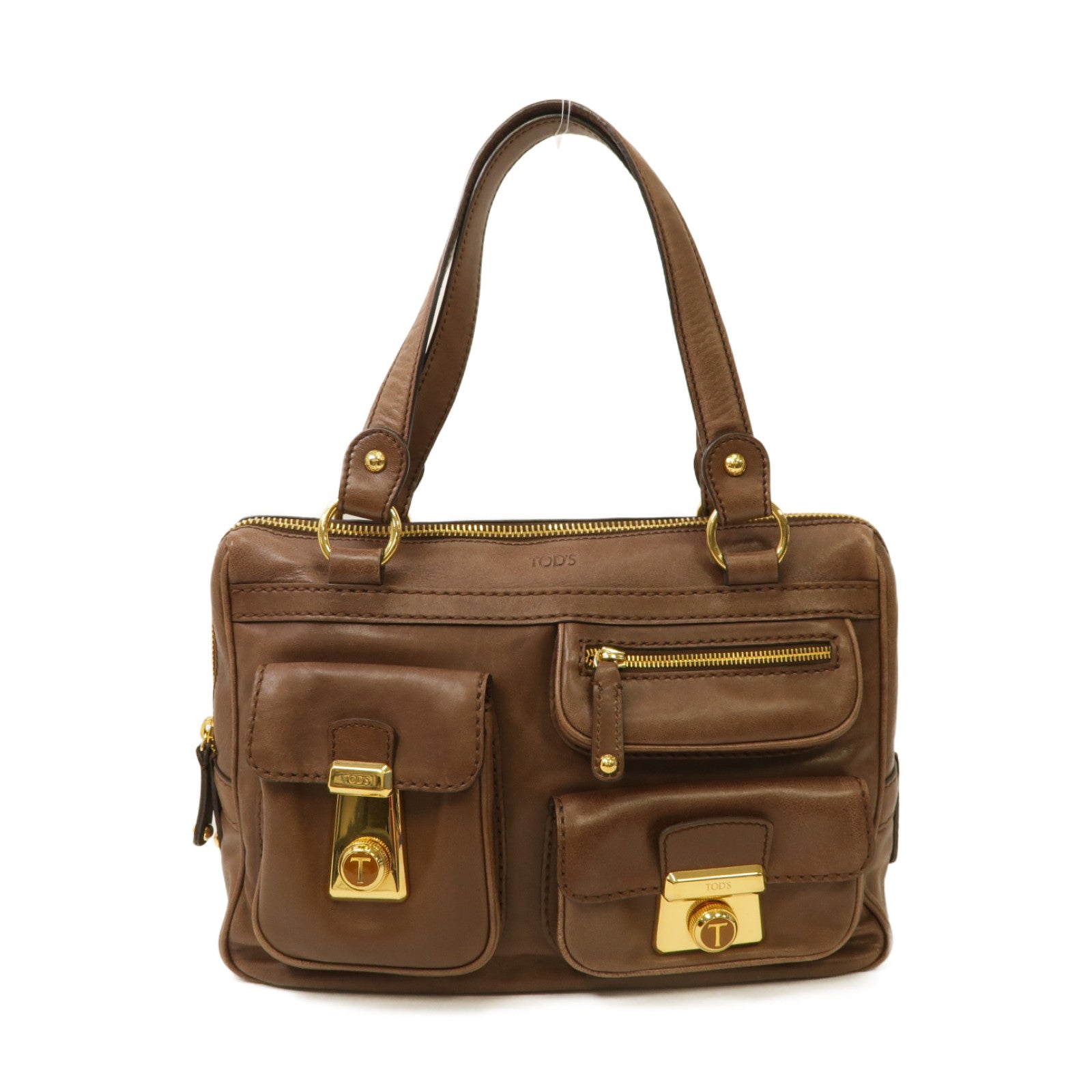 TOD'S 【激減優惠】牛皮皮革Shoulder Bag金扣肩背袋棕色