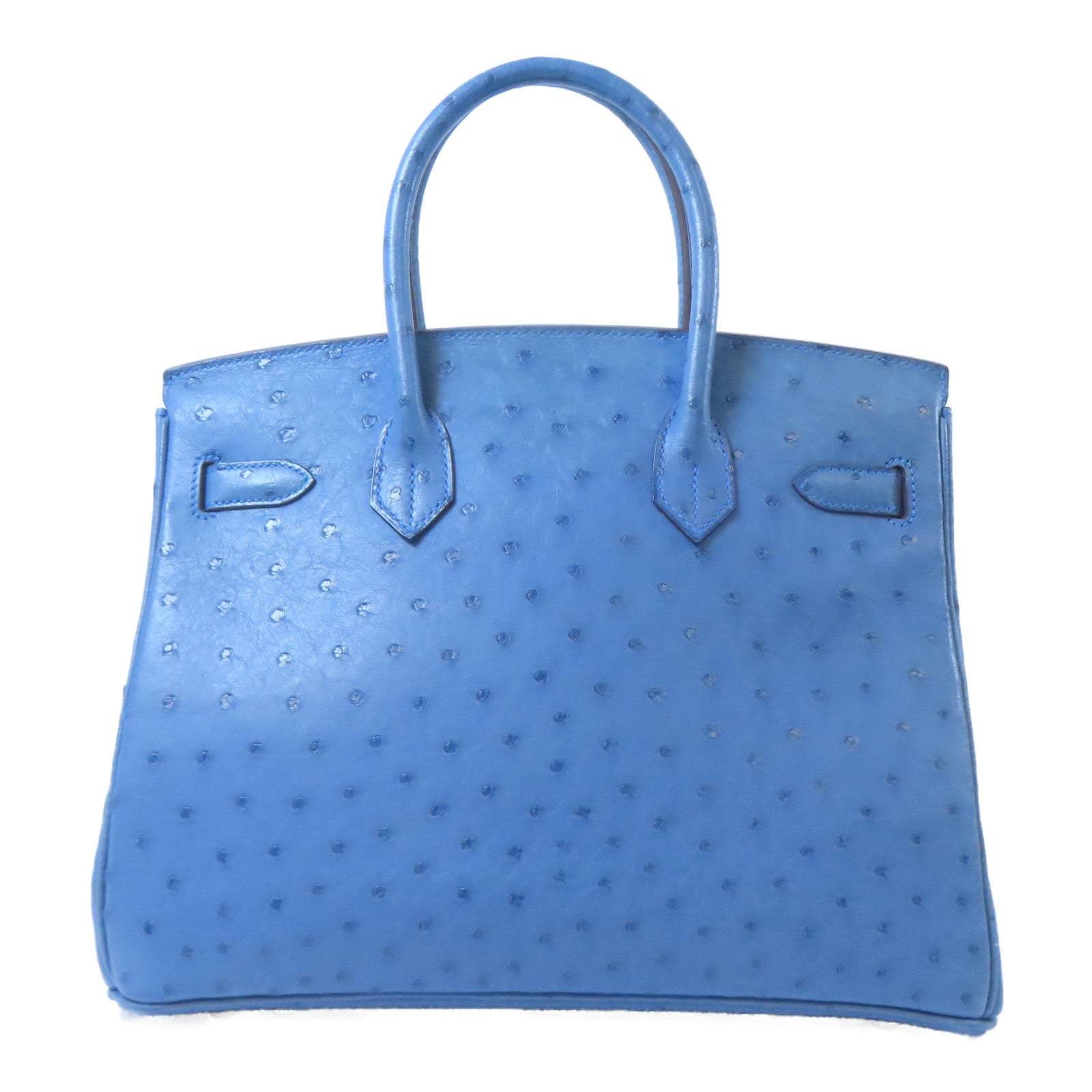 HERMES 【激減優惠】鴕鳥皮革Birkin 30金扣手挽袋藍色