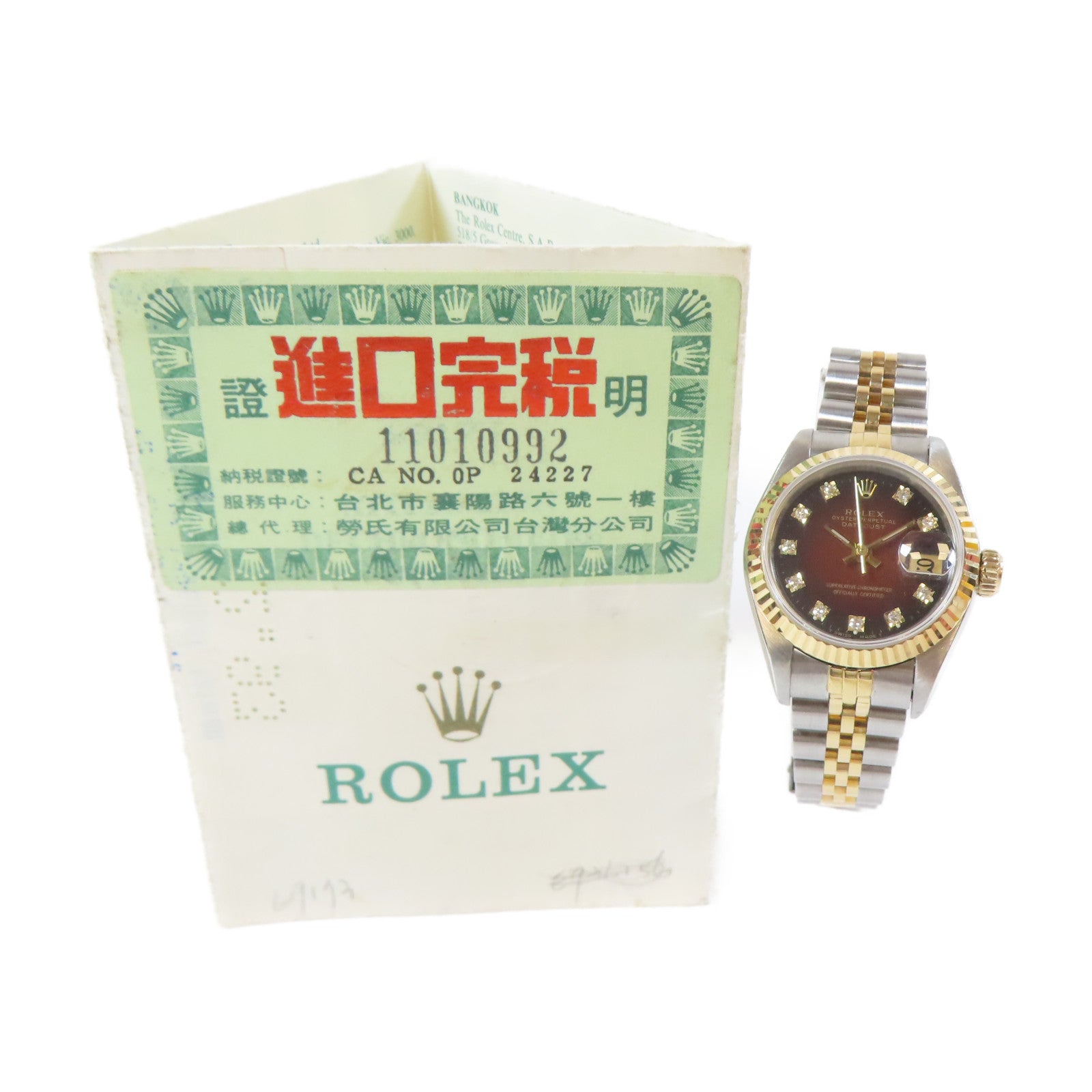 ROLEX Lady-Datejust 18K黃金/不鏽鋼鑽石手錶自動機芯紅色