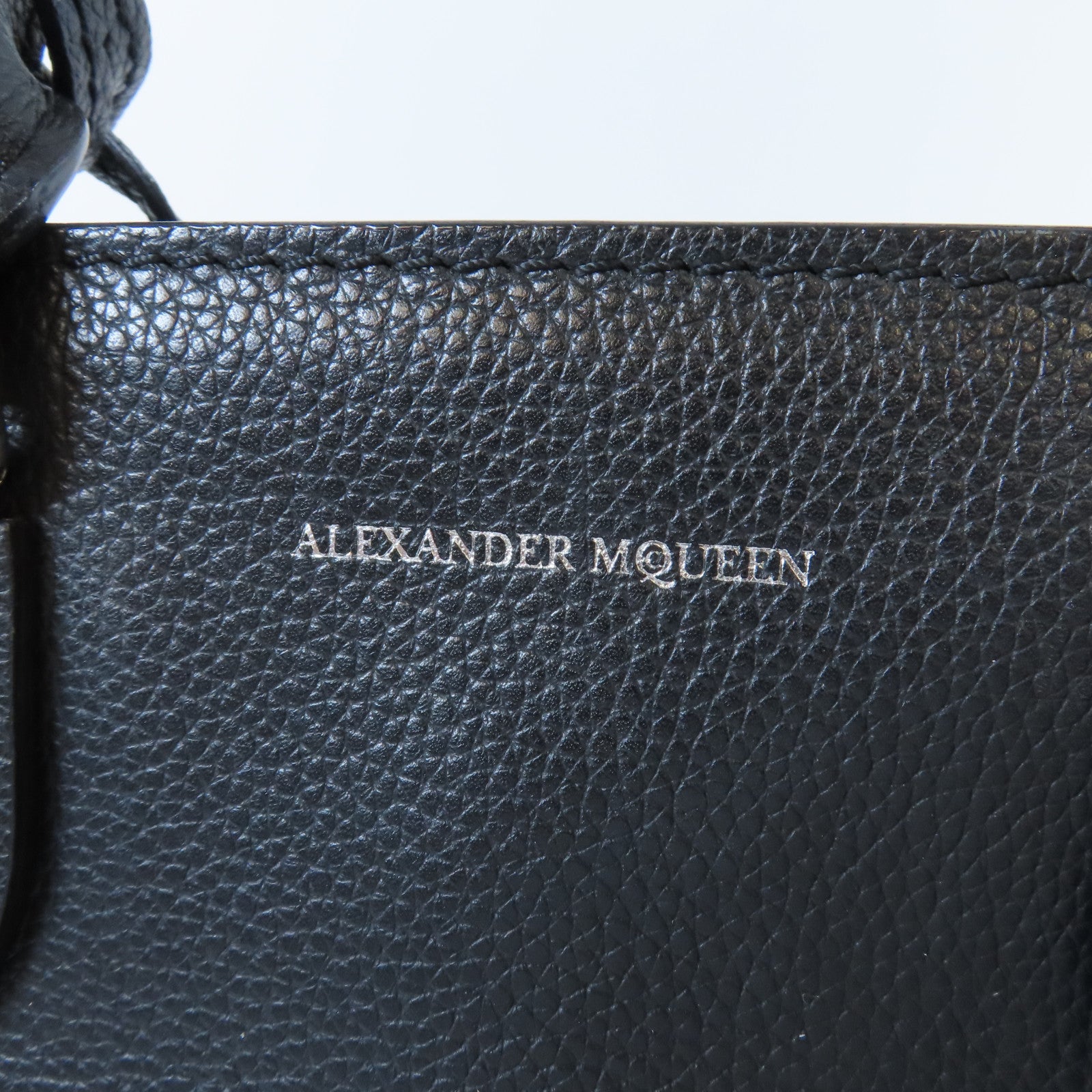 Alexander McQueen 牛皮皮革2 Way Shoulder Bag銀扣手挽肩背兩用袋黑色