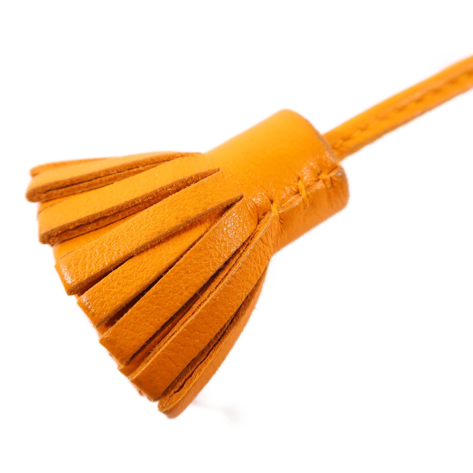 HERMES Swift皮革Carmencita Charm銀扣掛飾Orange