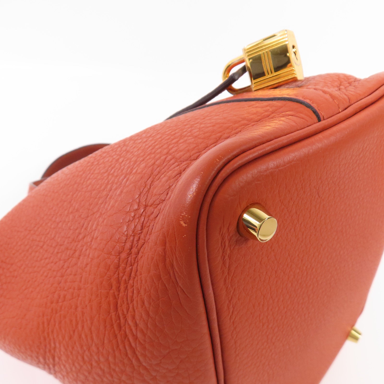 HERMES Clemence皮革Picotin PM金扣手挽袋Cuirre