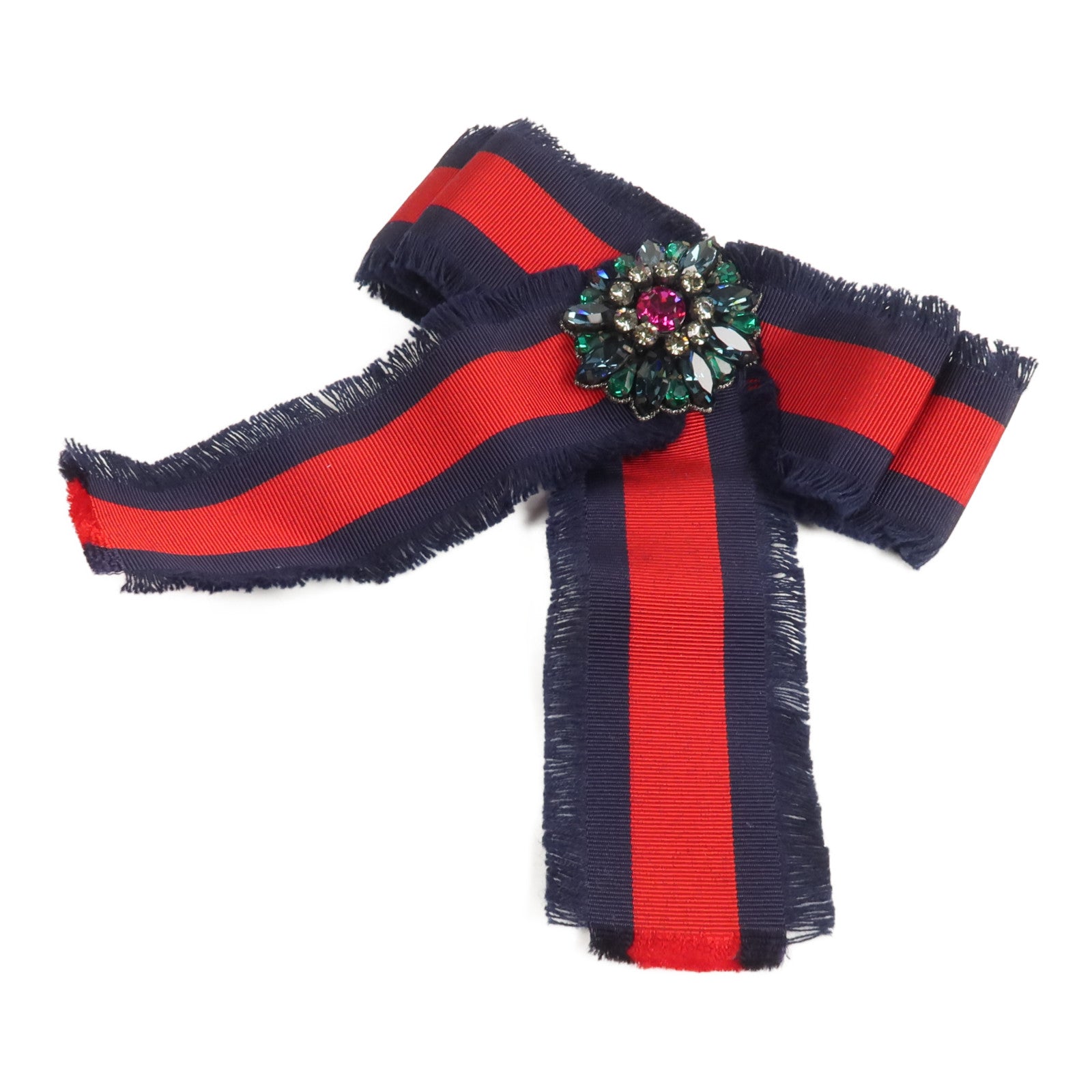 GUCCI PVC/金屬Grosgrain Crystal Bow Brooch胸針