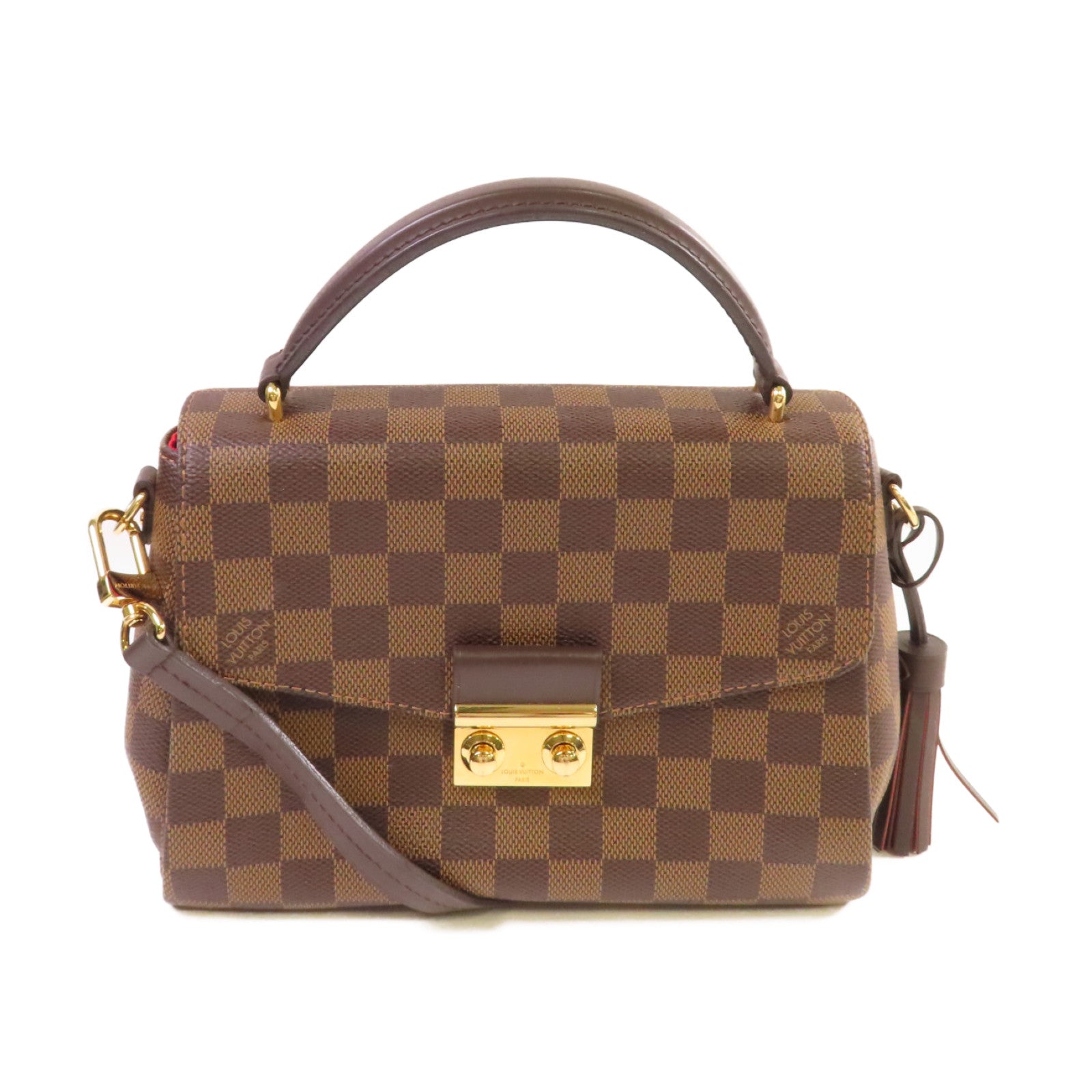 LOUIS VUITTON Damier Ebene Croisette 2Way Shoulder Bag金扣手挽肩背兩用袋啡色