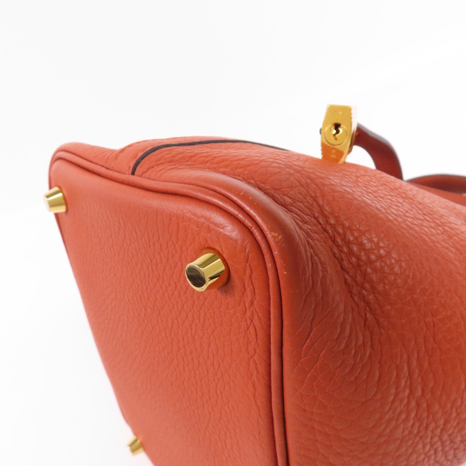 HERMES Clemence皮革Picotin PM金扣手挽袋Cuirre