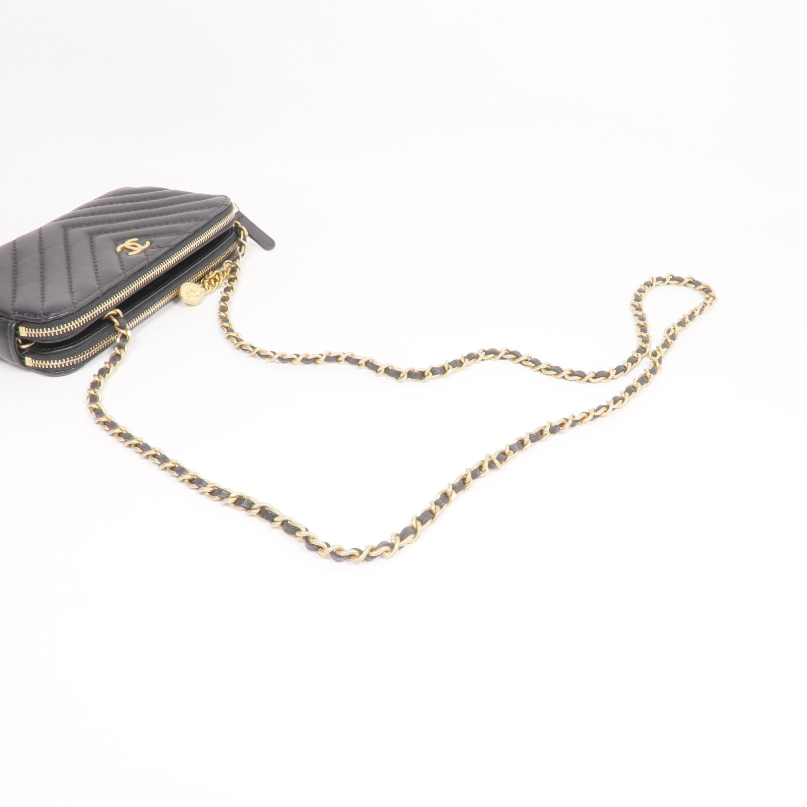 CHANEL 羊皮皮革WOC Wallet On Chain金扣鏈帶肩背袋