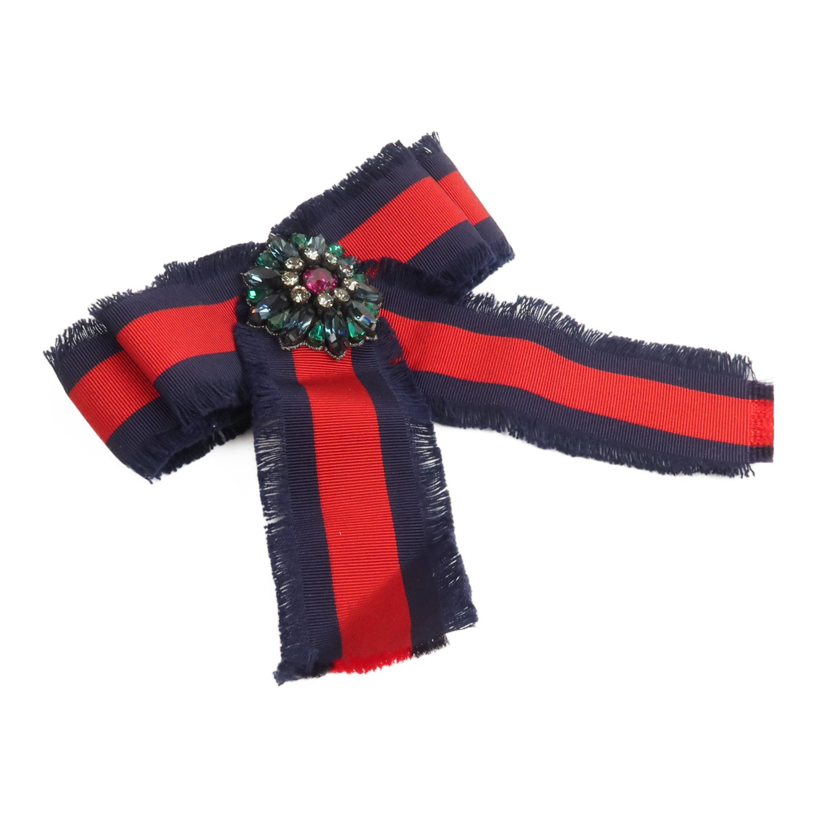 GUCCI PVC/金屬Grosgrain Crystal Bow Brooch胸針
