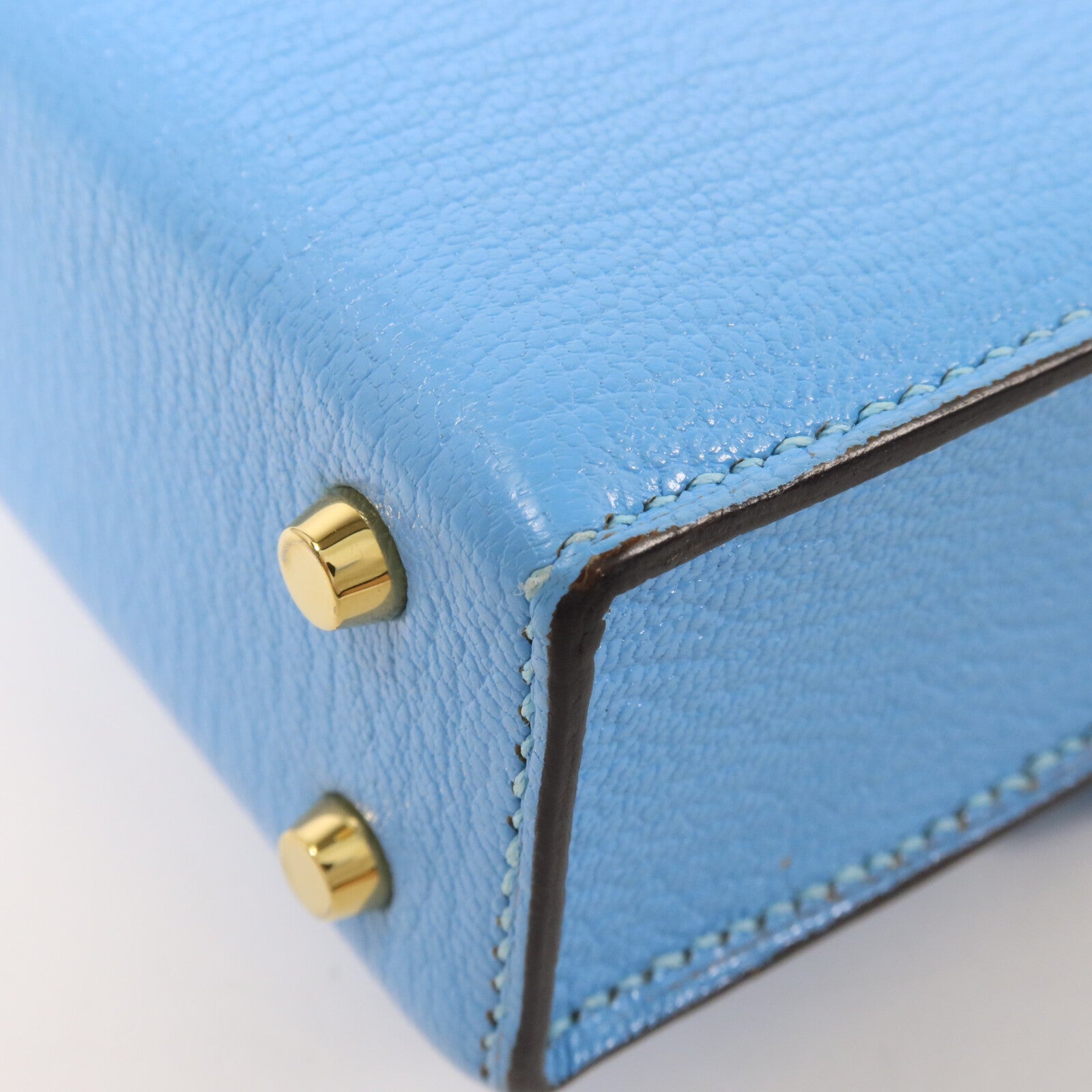 HERMES Chevre皮革Verrou Mini鏈帶肩背袋Celeste