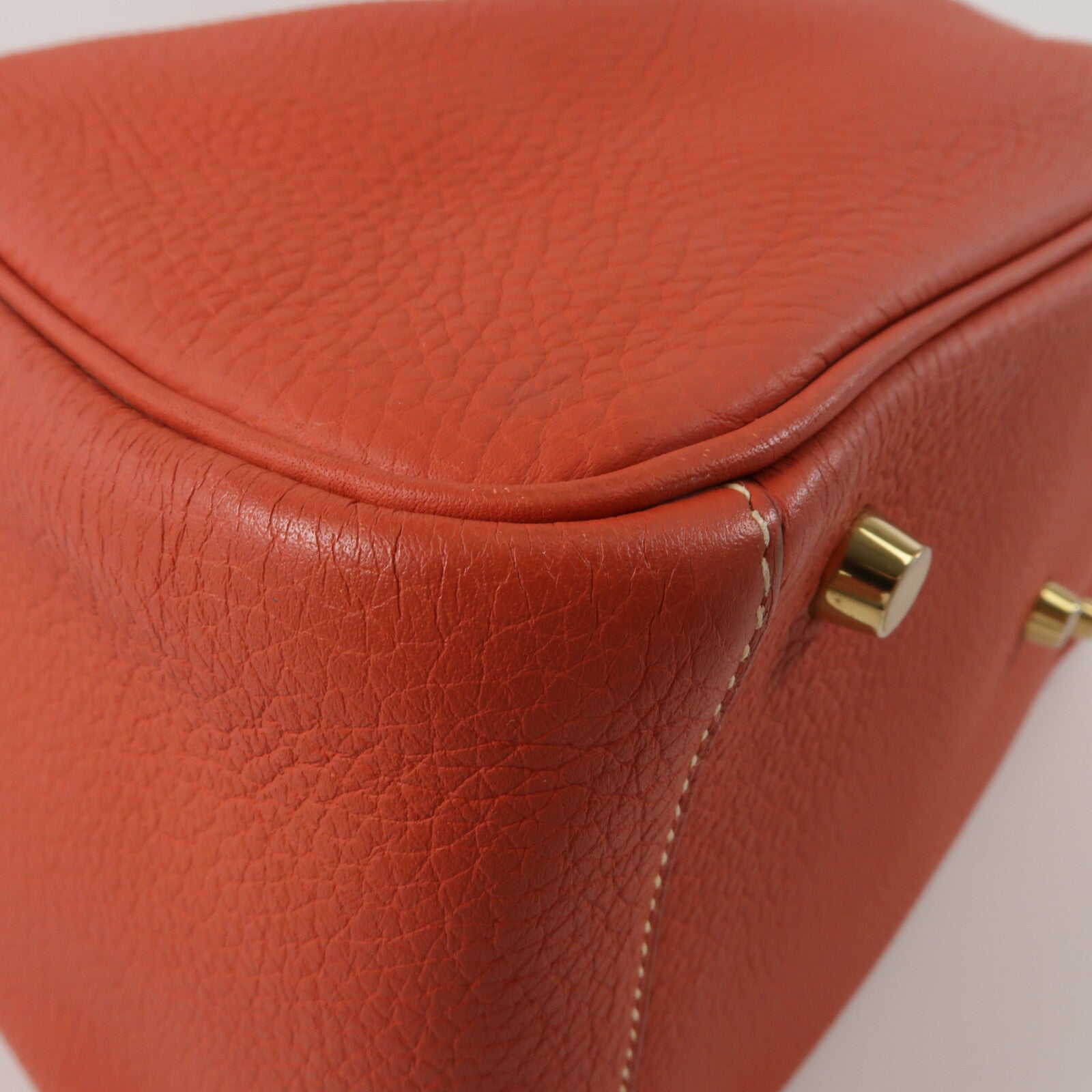 HERMES Clemence皮革Lindy 30肩背袋Rouge Tomate