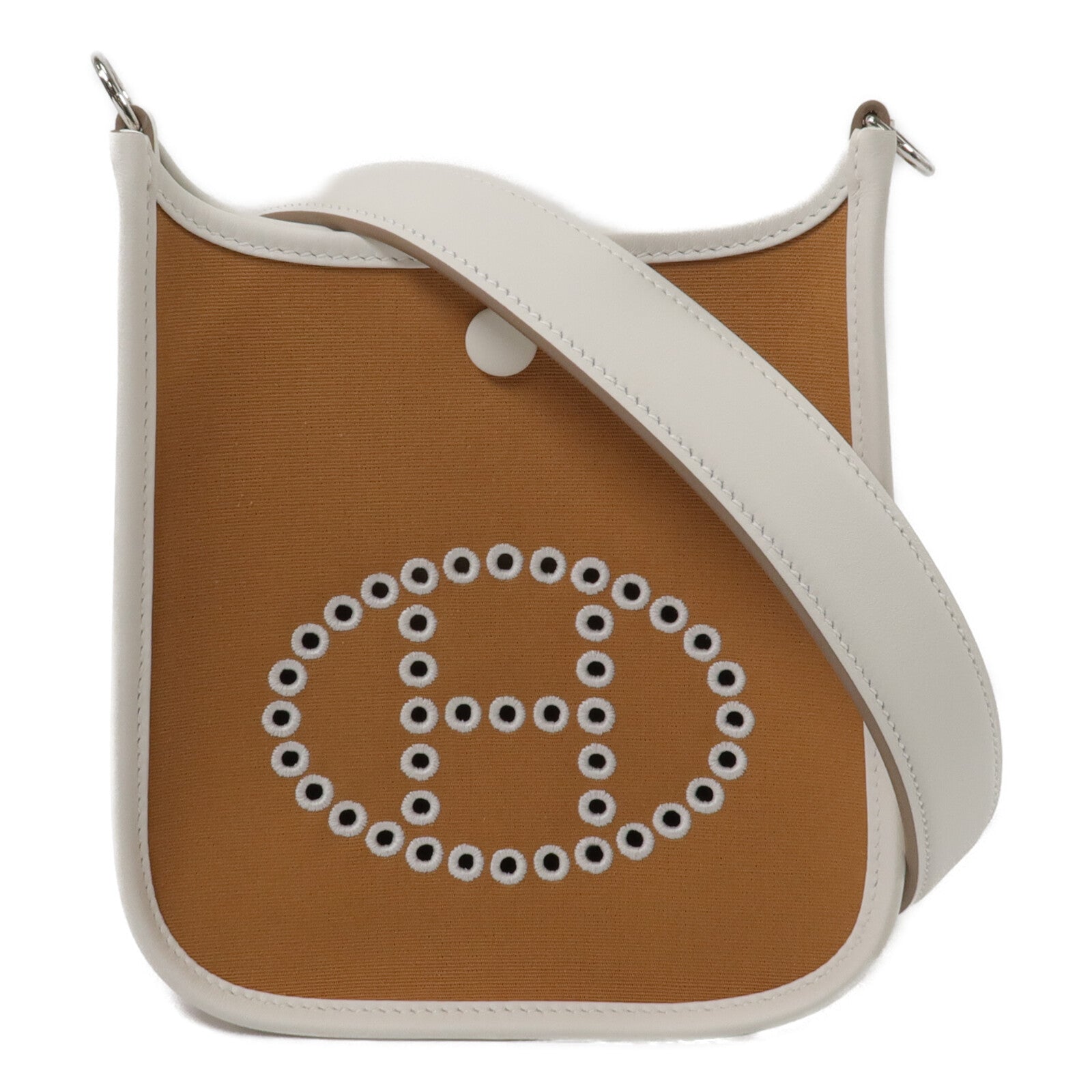HERMES Swift皮革/Toile Officier Neo Evelyne TPM肩背袋Etoupe/Gris Pale