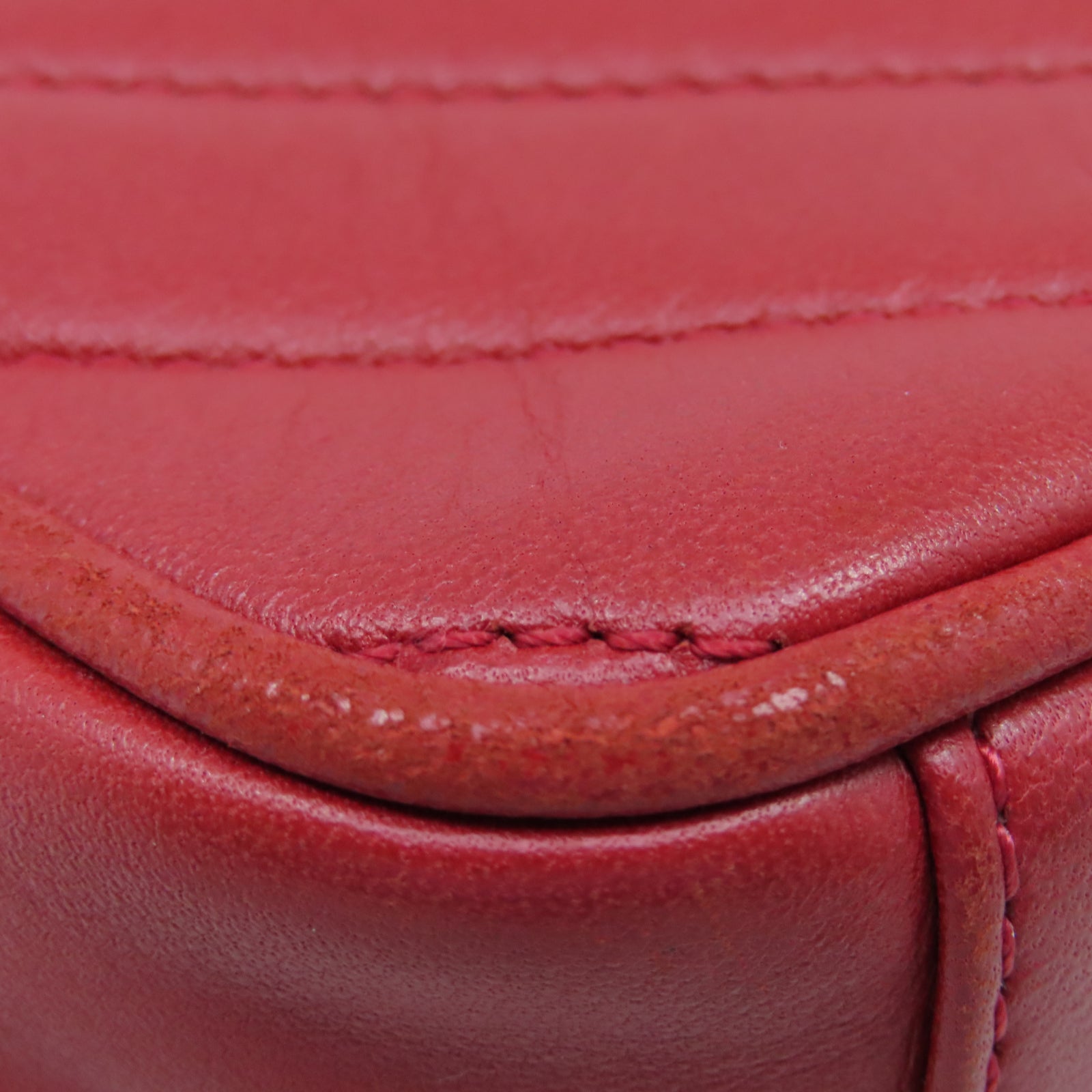 CHANEL 【清倉大減價】斜紋牛皮皮革Shoulder Bag金扣鏈帶肩背袋紅色