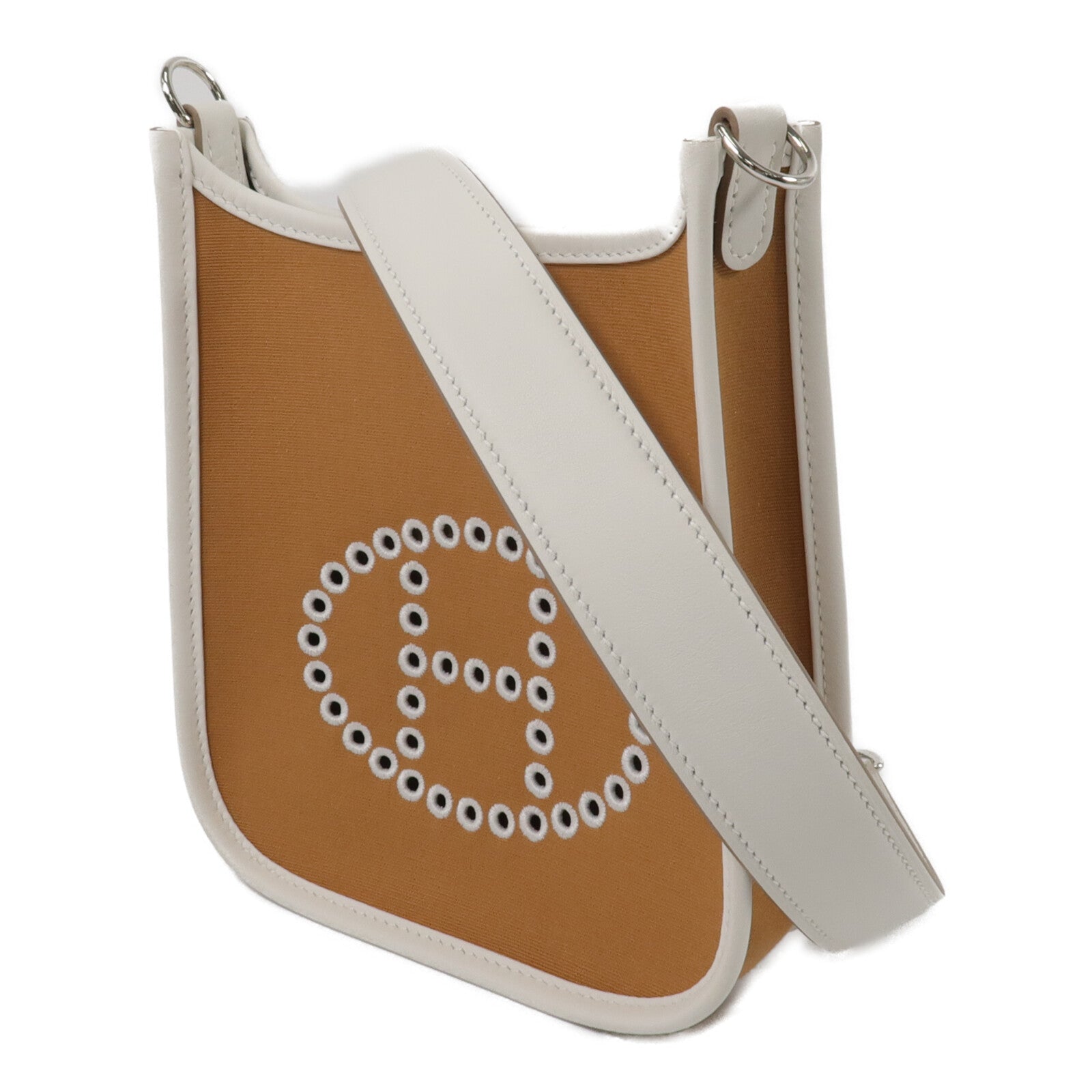 HERMES Swift皮革/Toile Officier Neo Evelyne TPM肩背袋Etoupe/Gris Pale