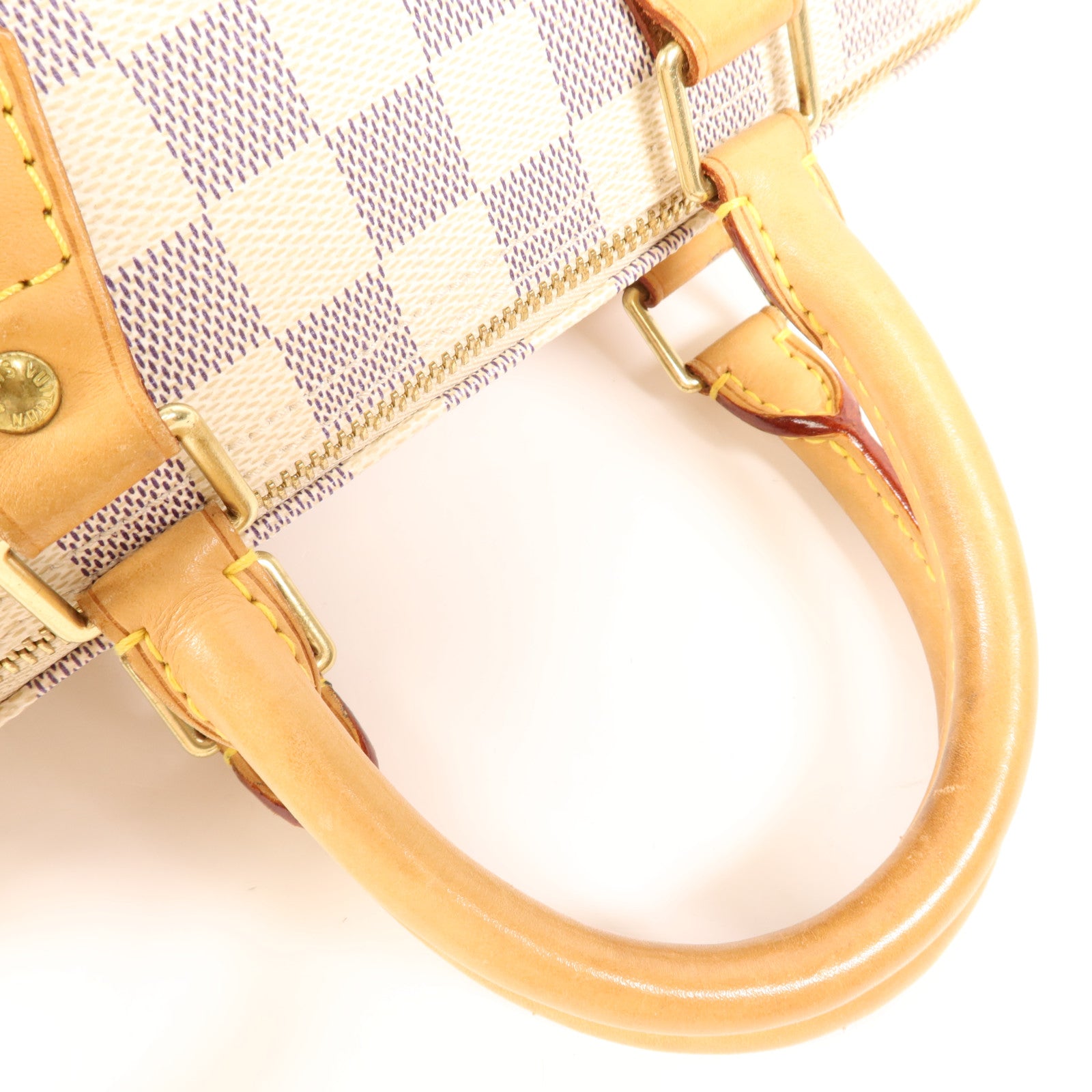 LOUIS VUITTON Damier Azur Speedy 25金扣手挽袋
