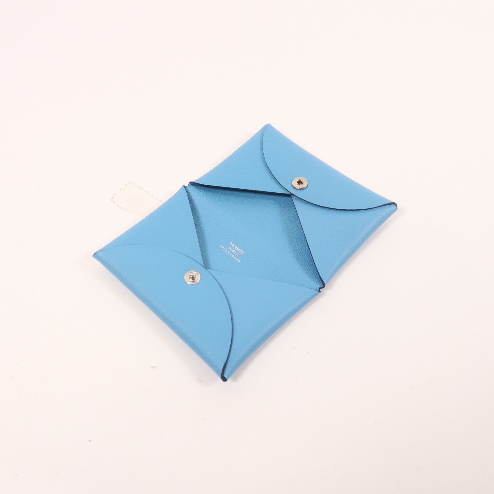 HERMES Epsom皮革Calvi Card Holder銀扣卡片套