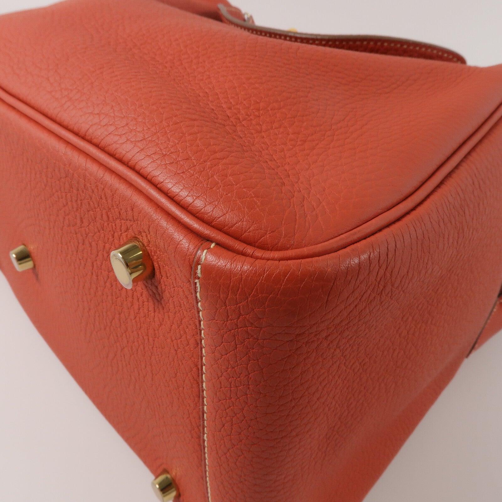HERMES Clemence皮革Lindy 30肩背袋Rouge Tomate