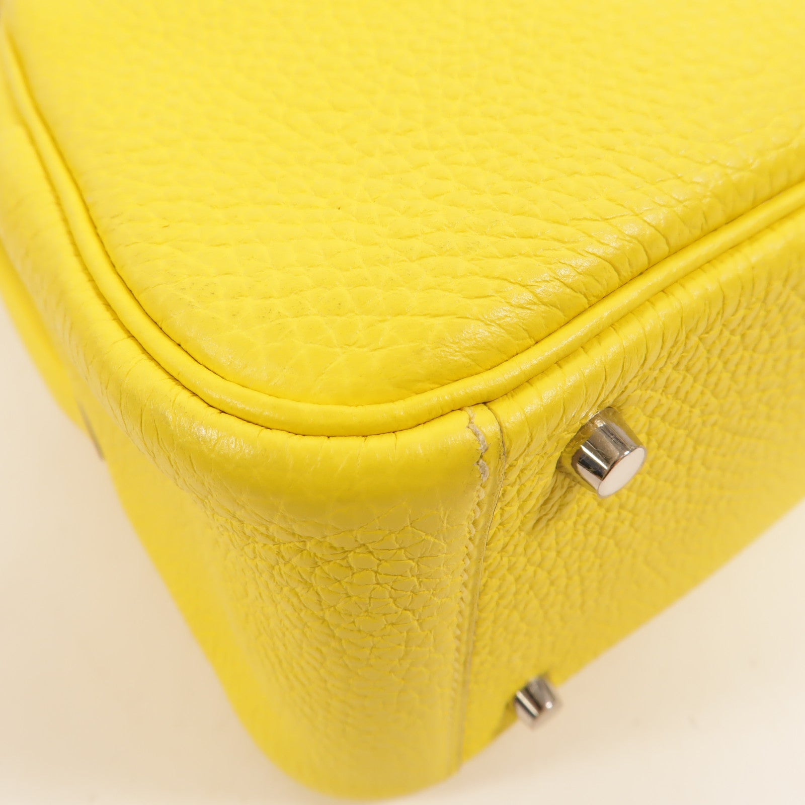 HERMES Clemence皮革Mini Lindy金扣手挽肩背兩用袋Lime