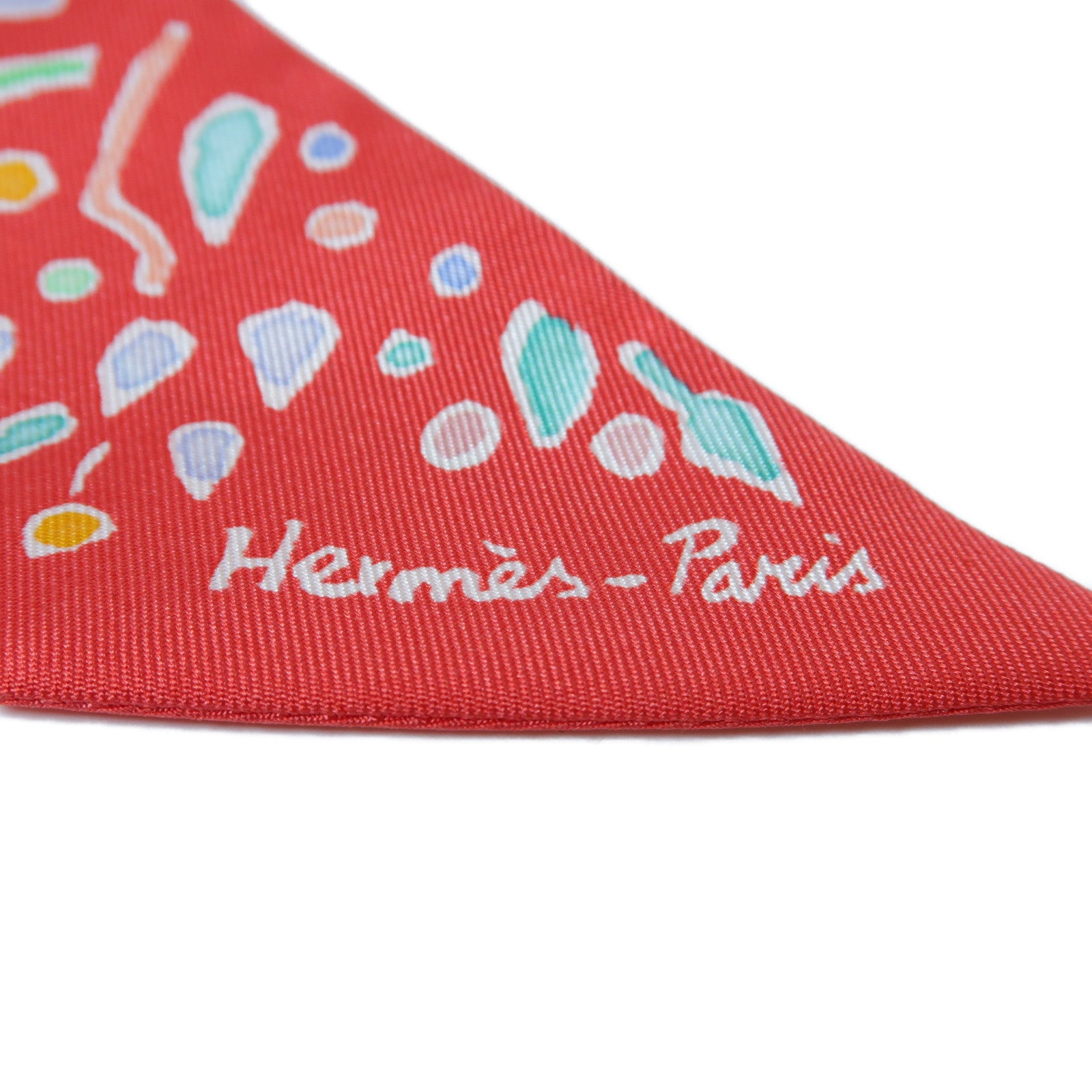 HERMES 【激減優惠】絲質Twilly絲巾紅色