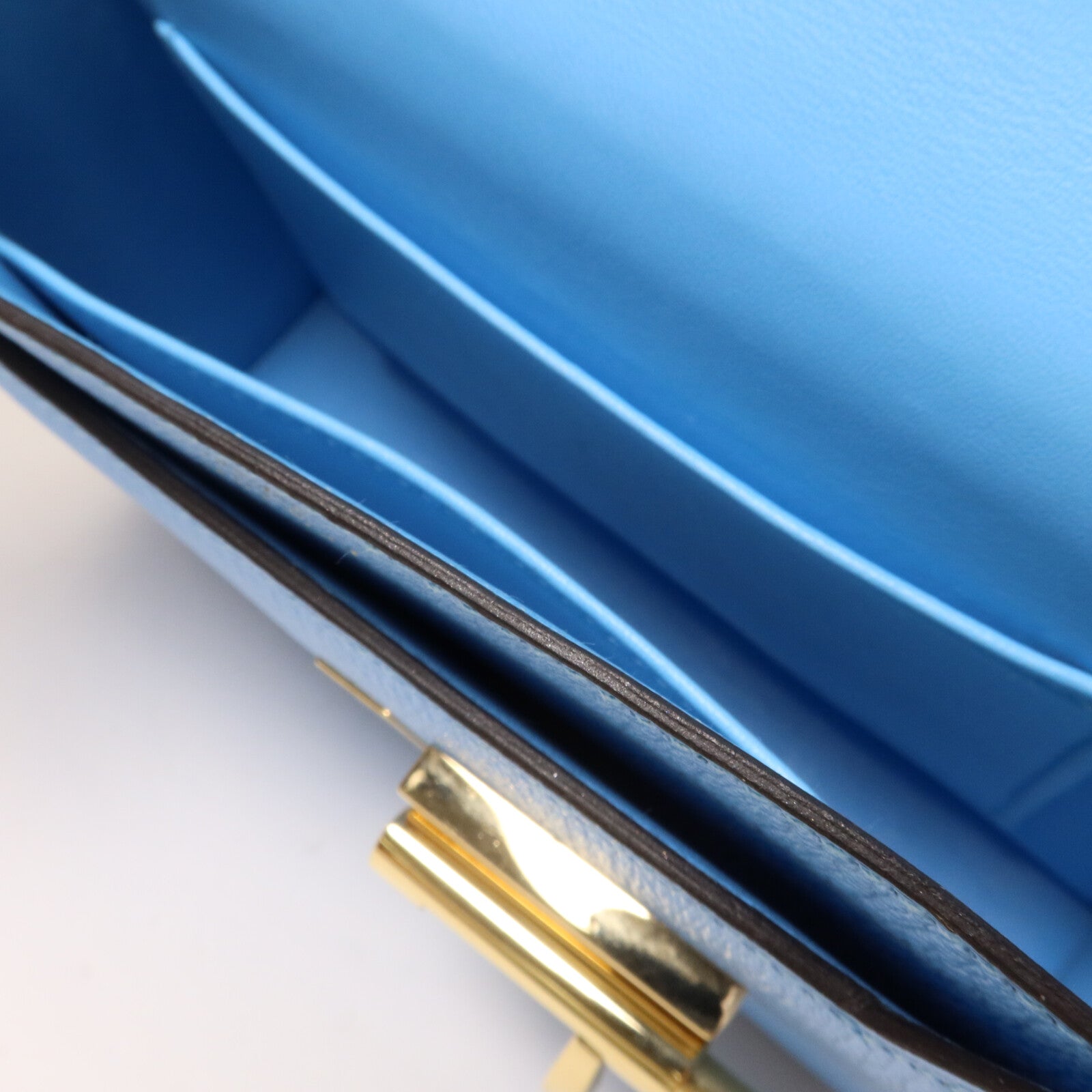 HERMES Chevre皮革Verrou Mini鏈帶肩背袋Celeste